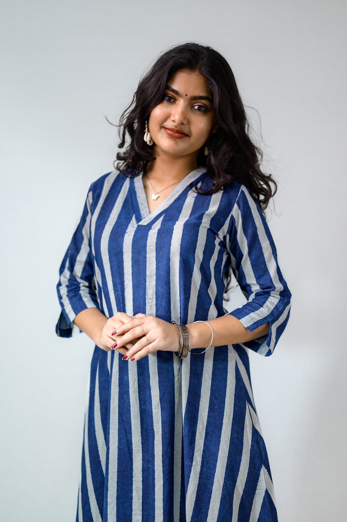 Layara Indigo Dabu Cotton Dress