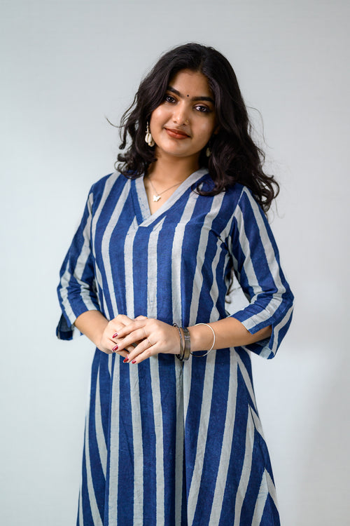 Layara Indigo Dabu Cotton Dress