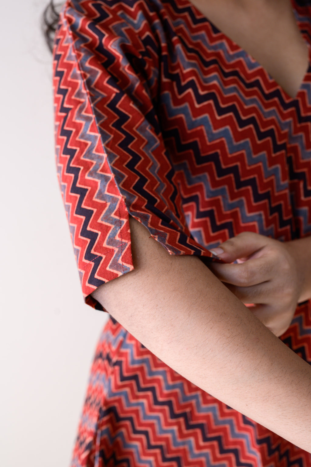 Sangria Ajrakh Stripes Dress