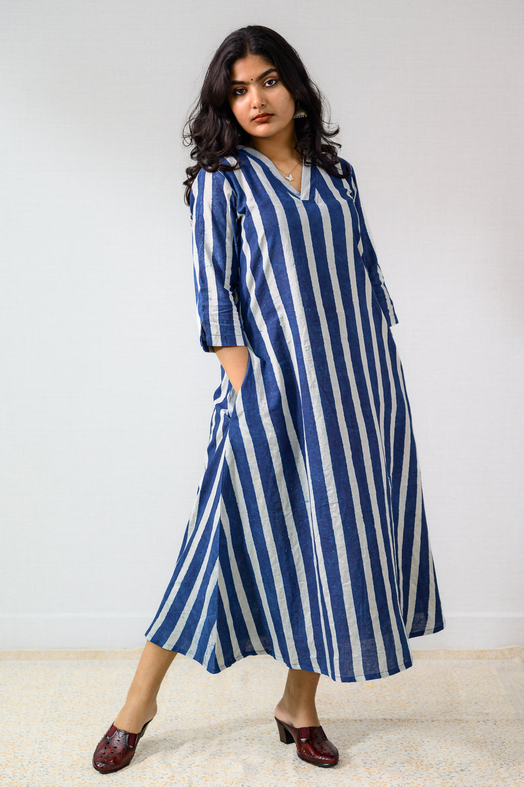 Layara Indigo Dabu Cotton Dress