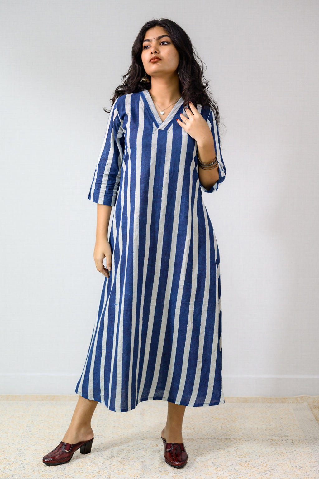 Layara Indigo Dabu Cotton Dress
