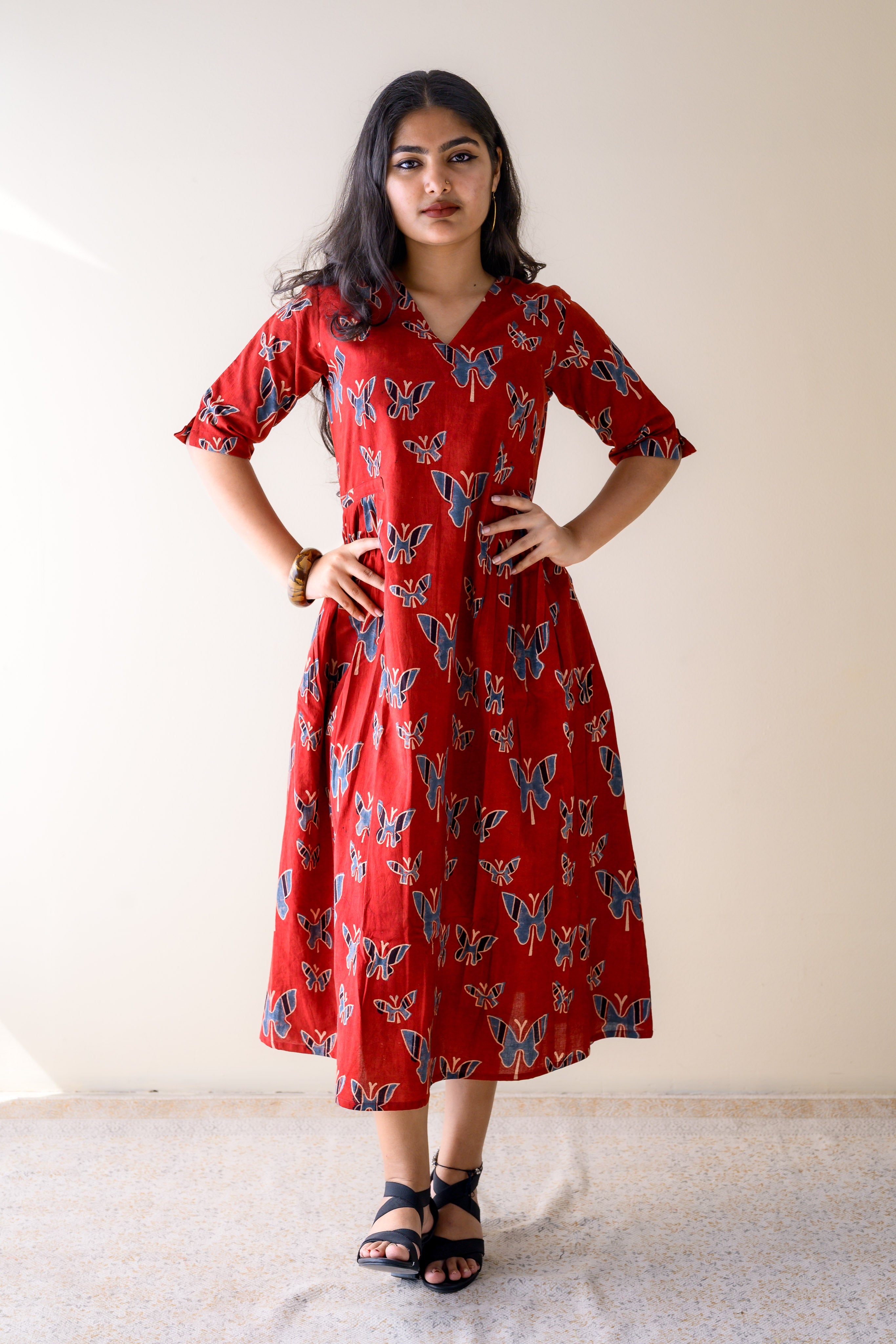Farasha Madder Red Ajrakh Dress