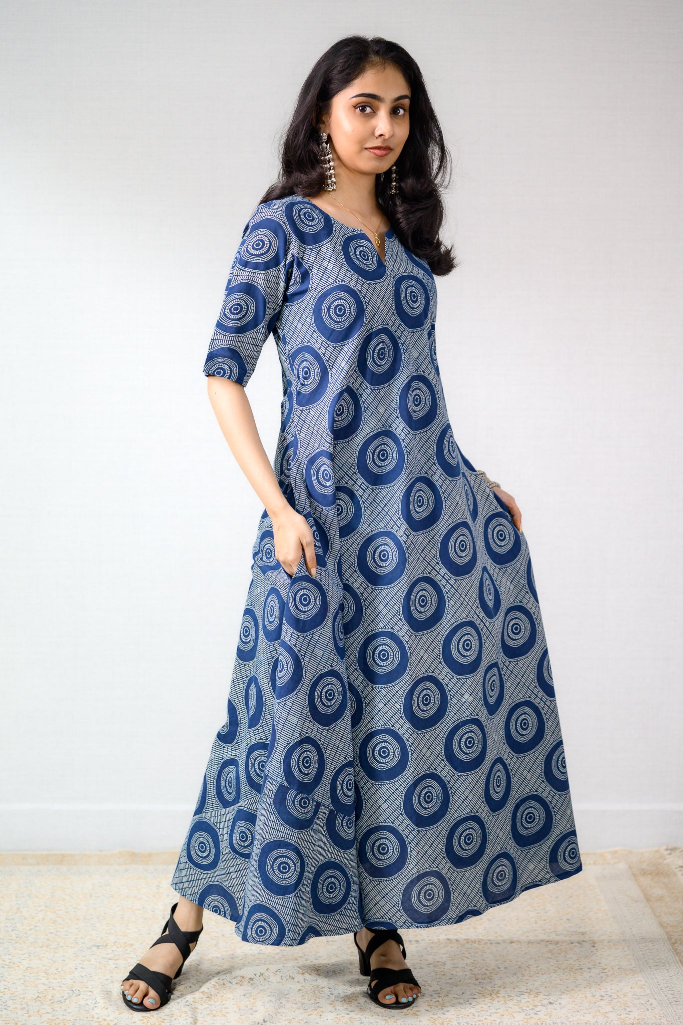 Urmi Indigo Dabu Cotton Dress