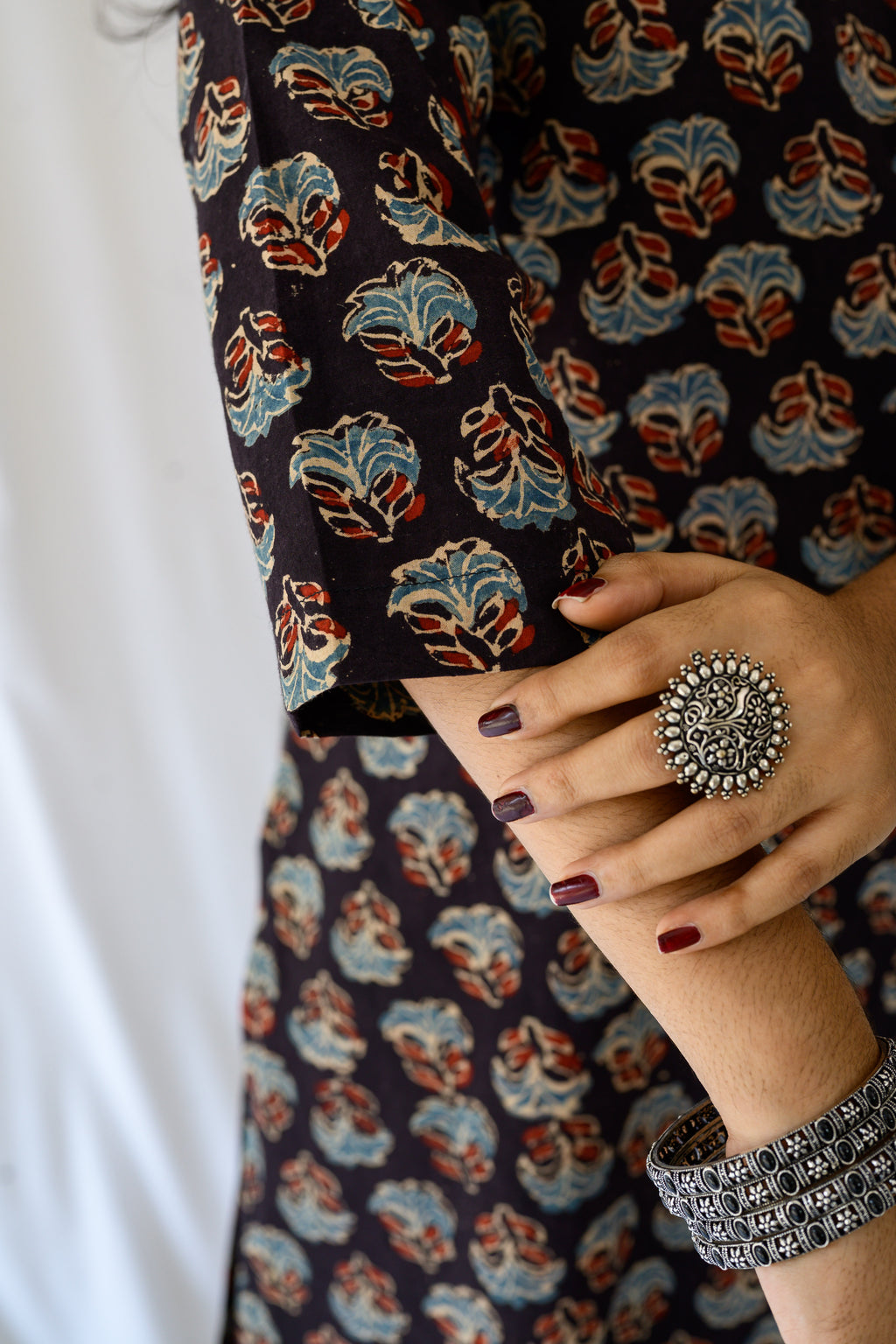 Nargis Black Ajrakh Kurta