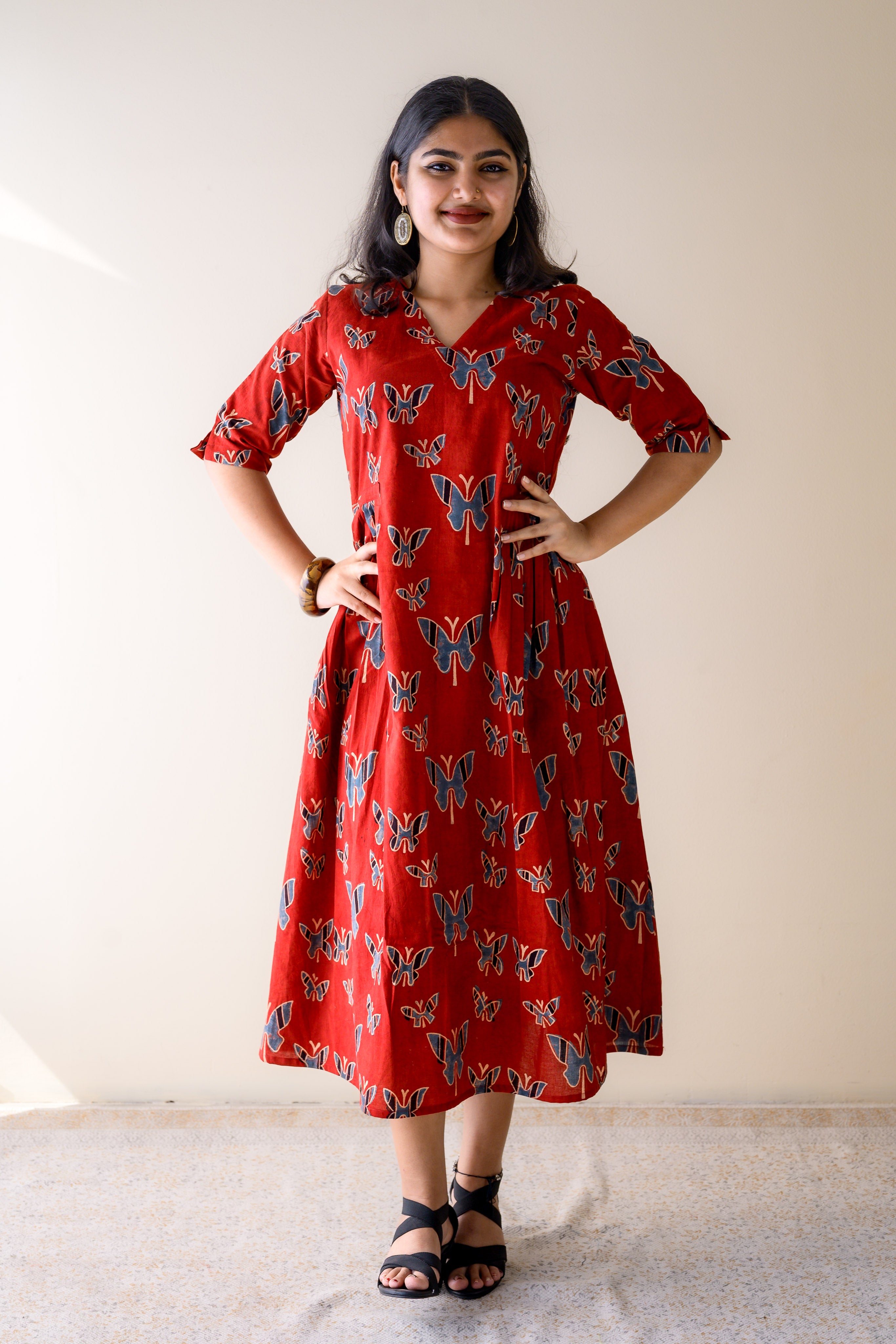 Farasha Madder Red Ajrakh Dress