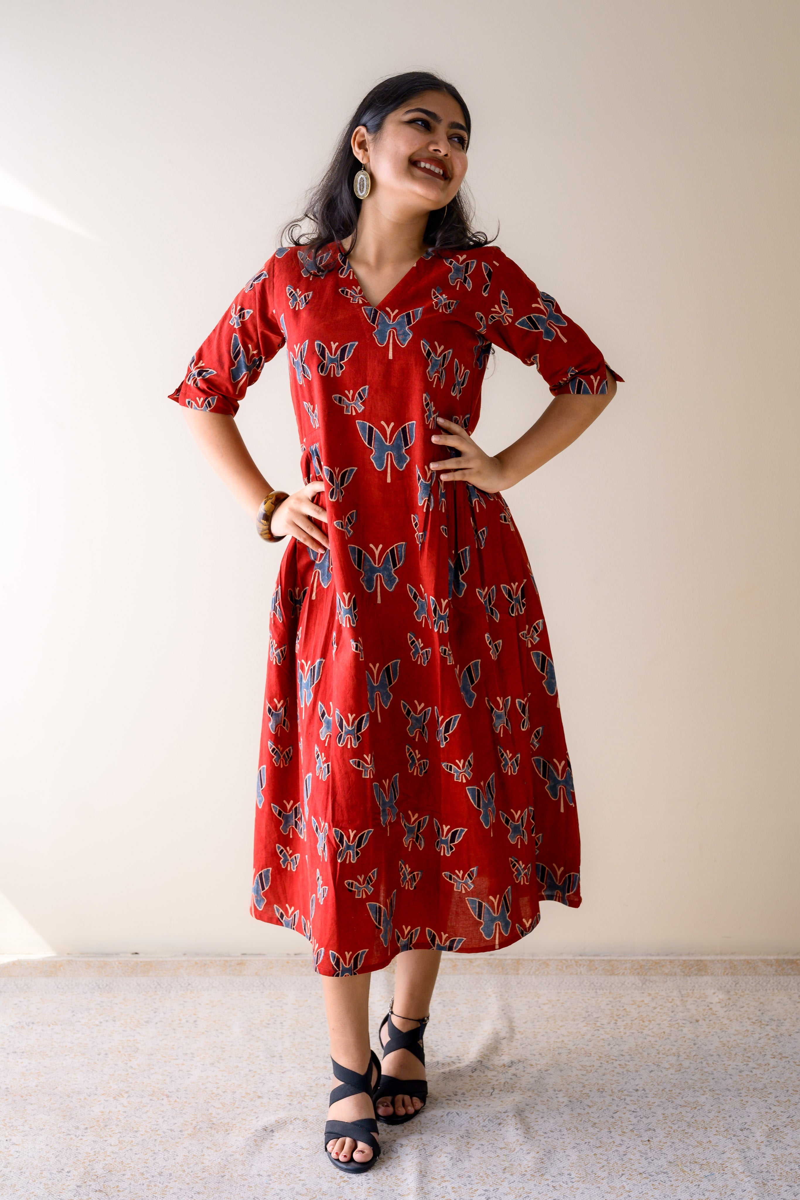 Farasha Madder Red Ajrakh Dress