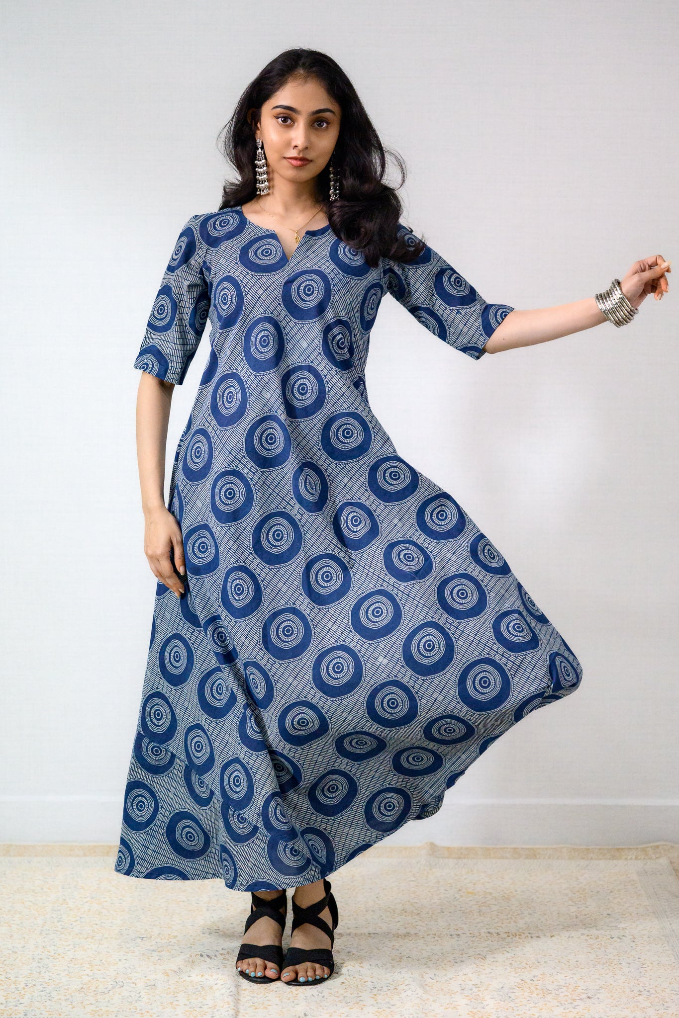 Urmi Indigo Dabu Cotton Dress