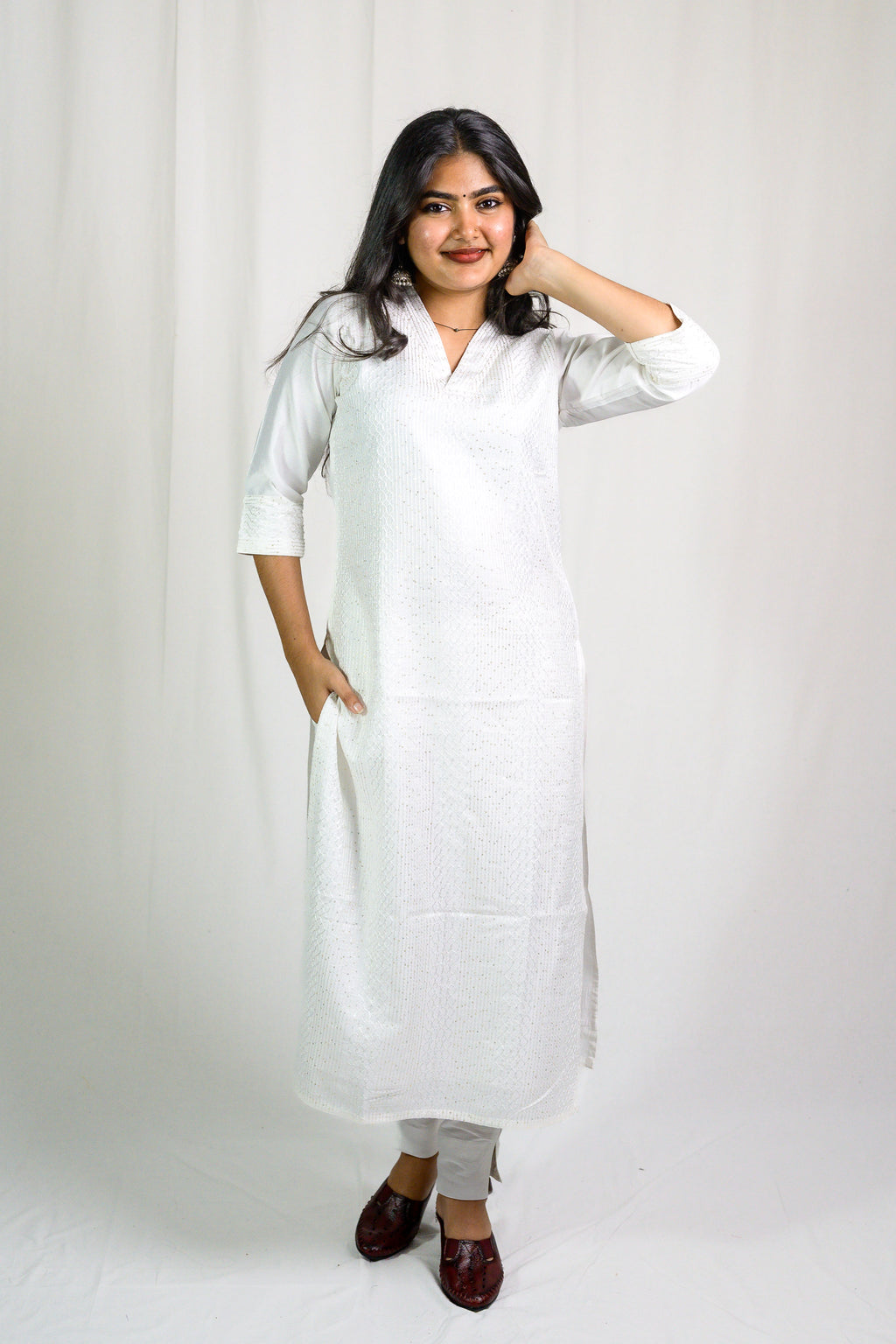 Set of 2- Nihara Straight Collar Kurta & Pants Set
