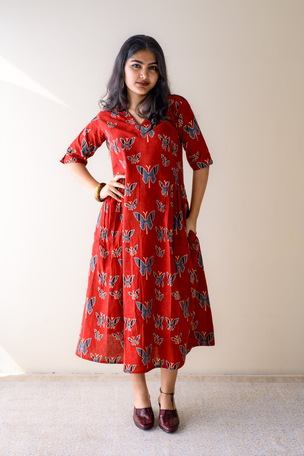 Farasha Madder Red Ajrakh Dress