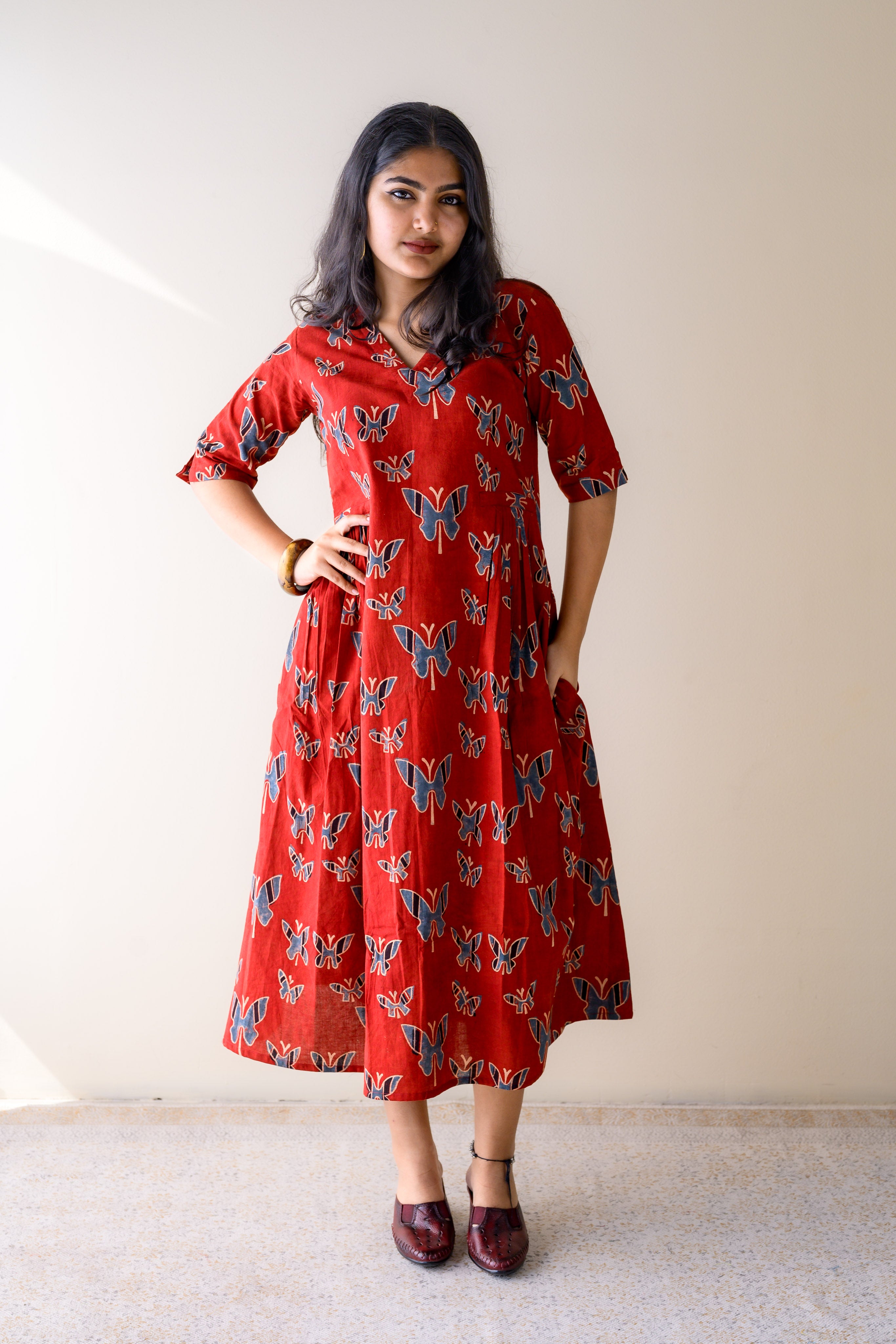 Farasha Madder Red Ajrakh Dress