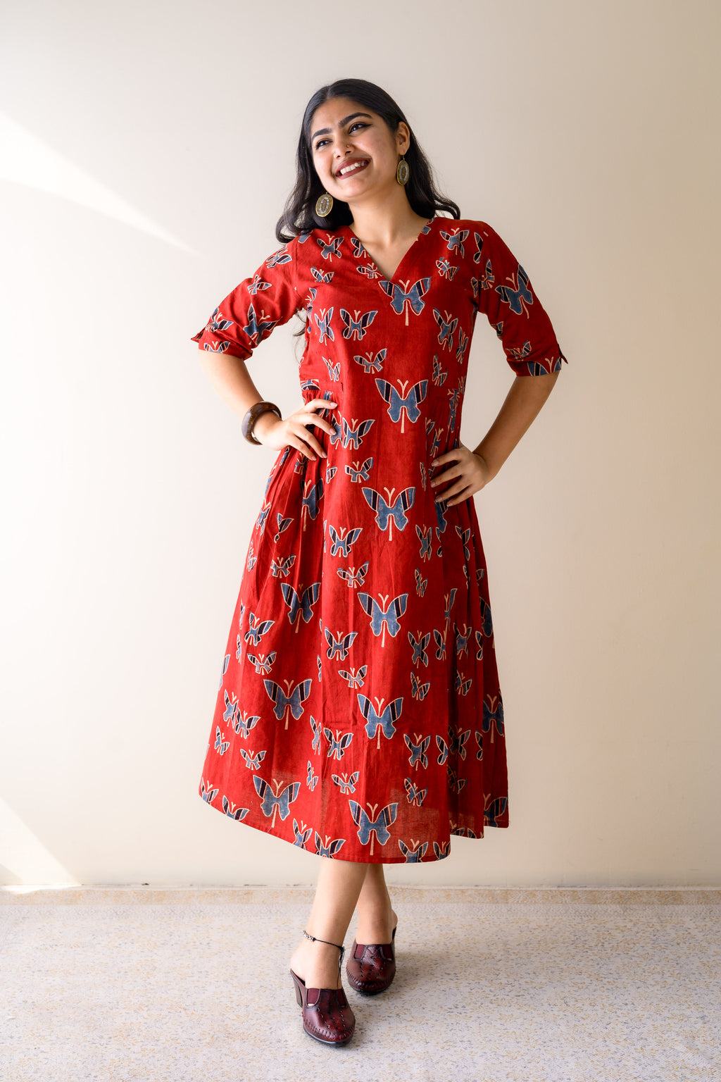 Farasha Madder Red Ajrakh Dress