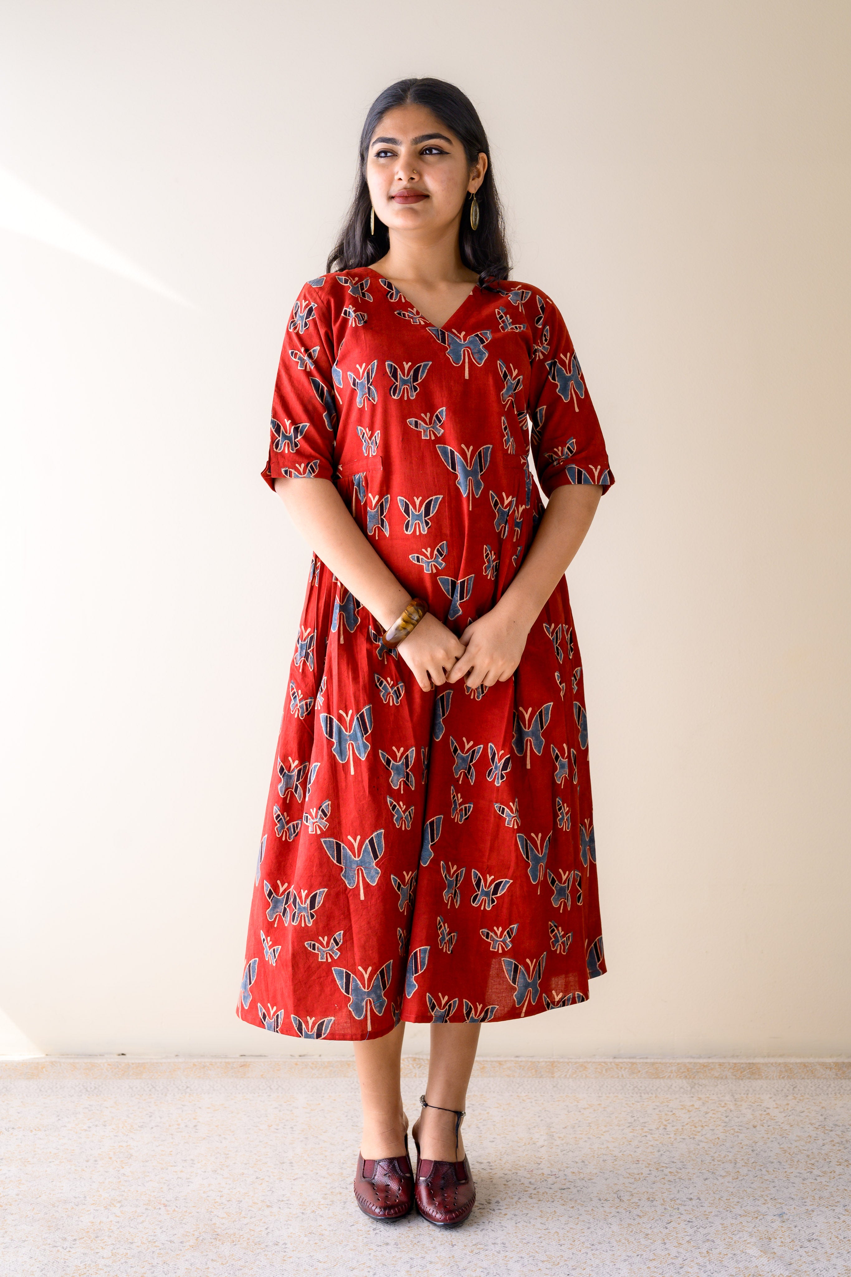 Farasha Madder Red Ajrakh Dress