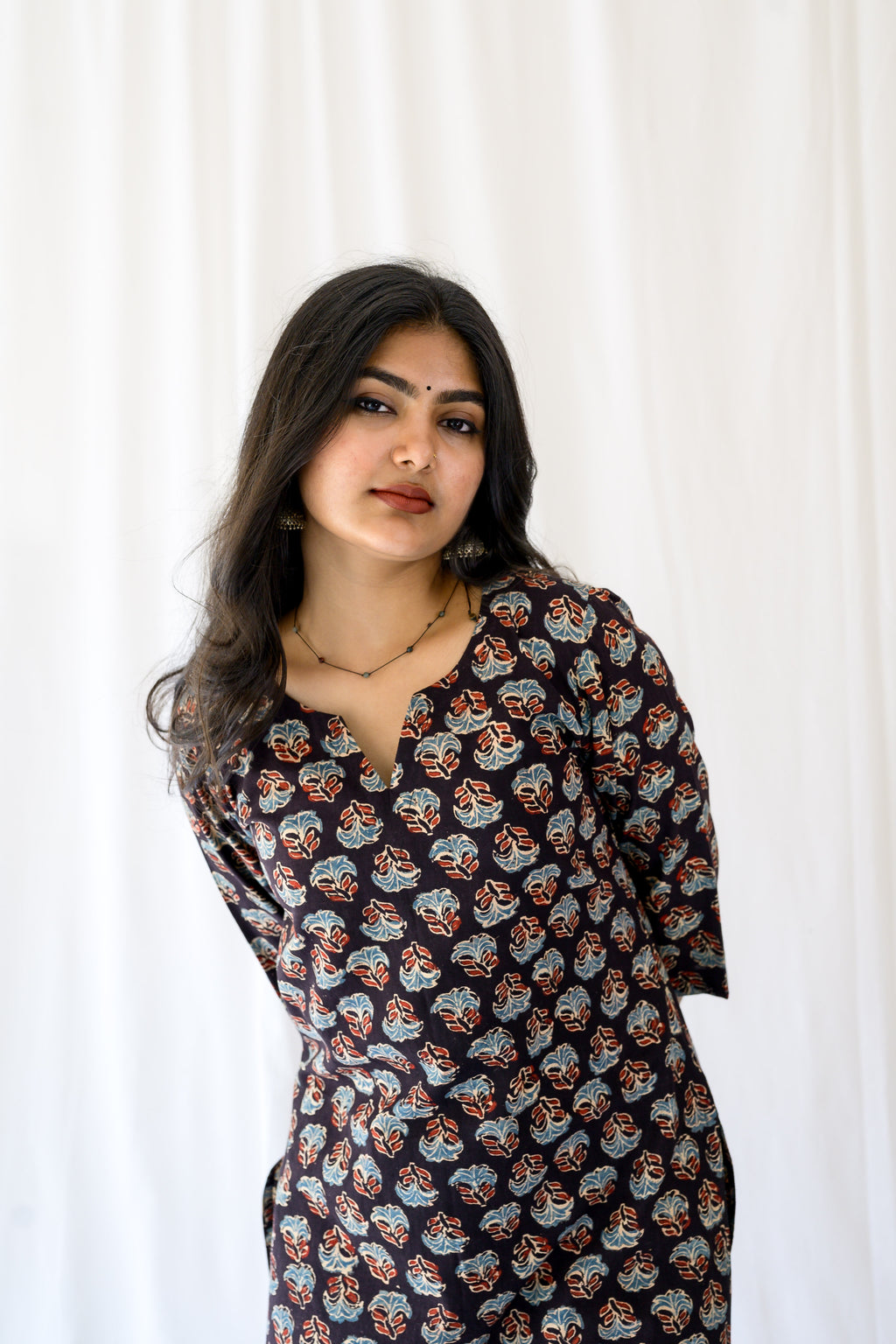 Nargis Black Ajrakh Kurta