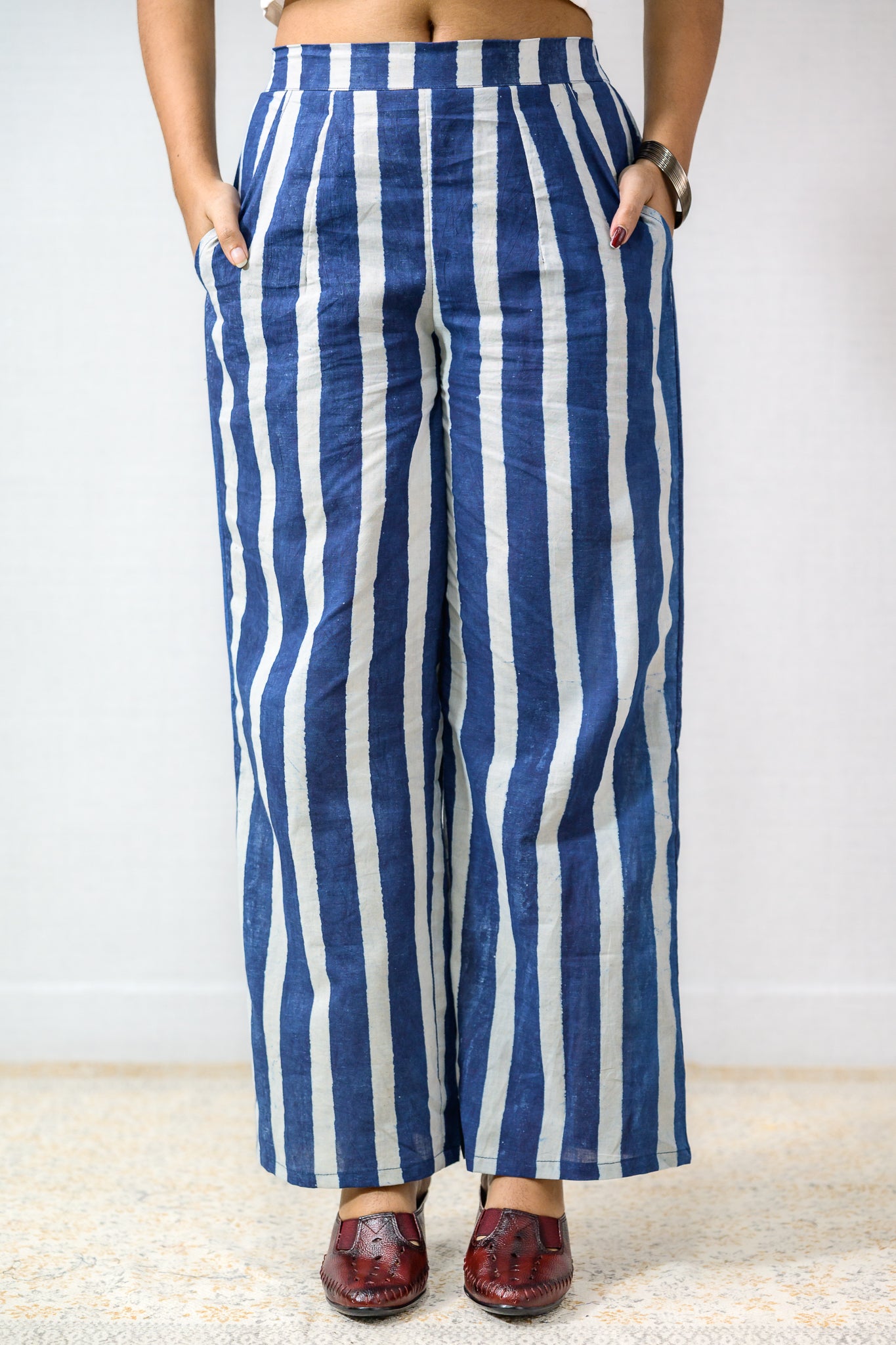 Layara Indigo Dabu Cotton Parallel Pants