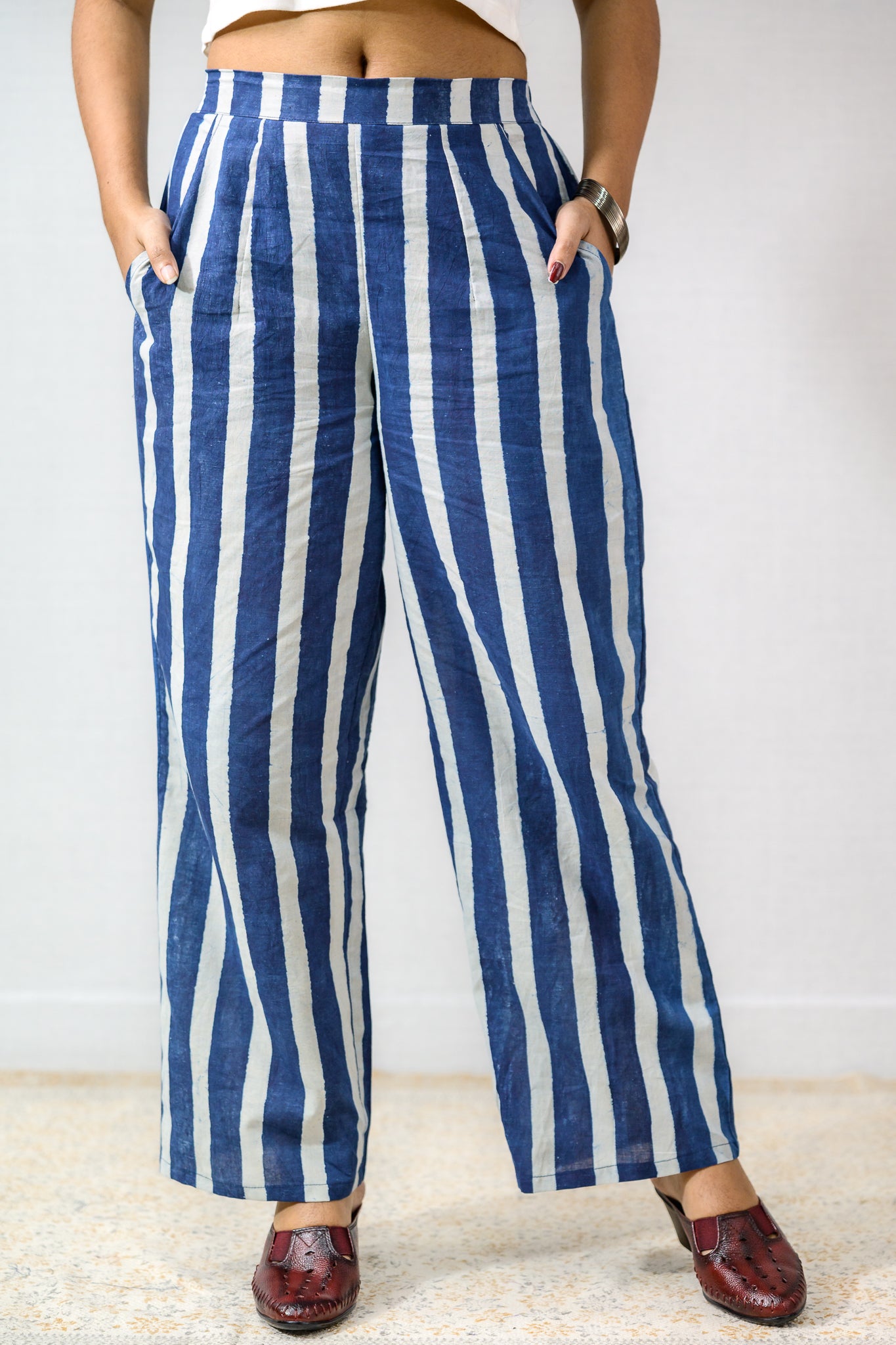 Layara Indigo Dabu Cotton Parallel Pants