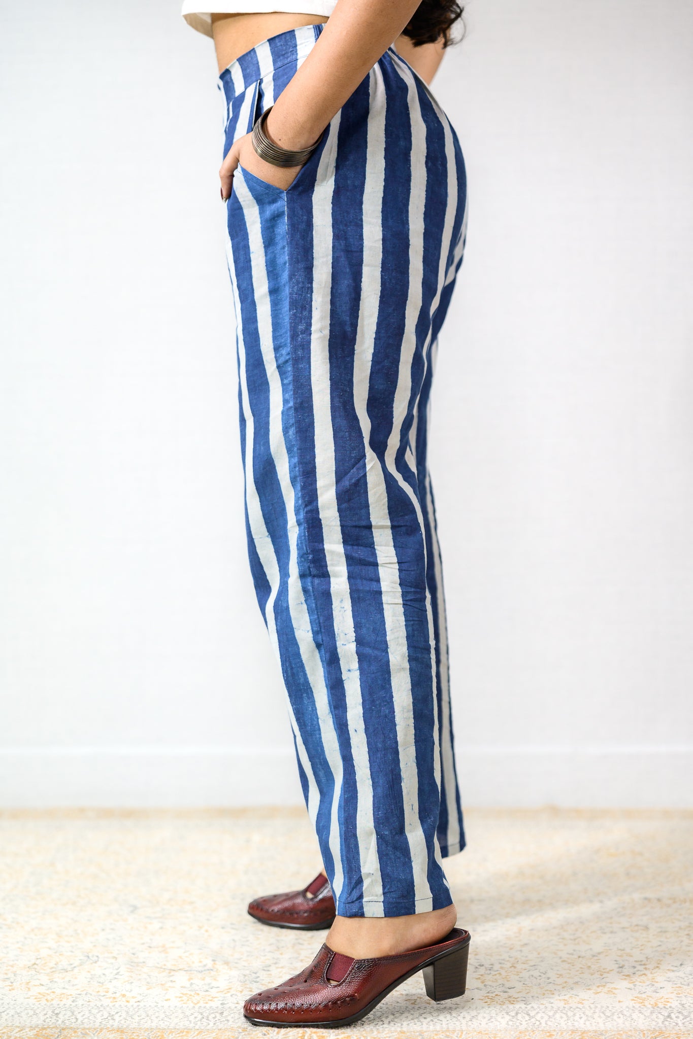 Layara Indigo Dabu Cotton Parallel Pants