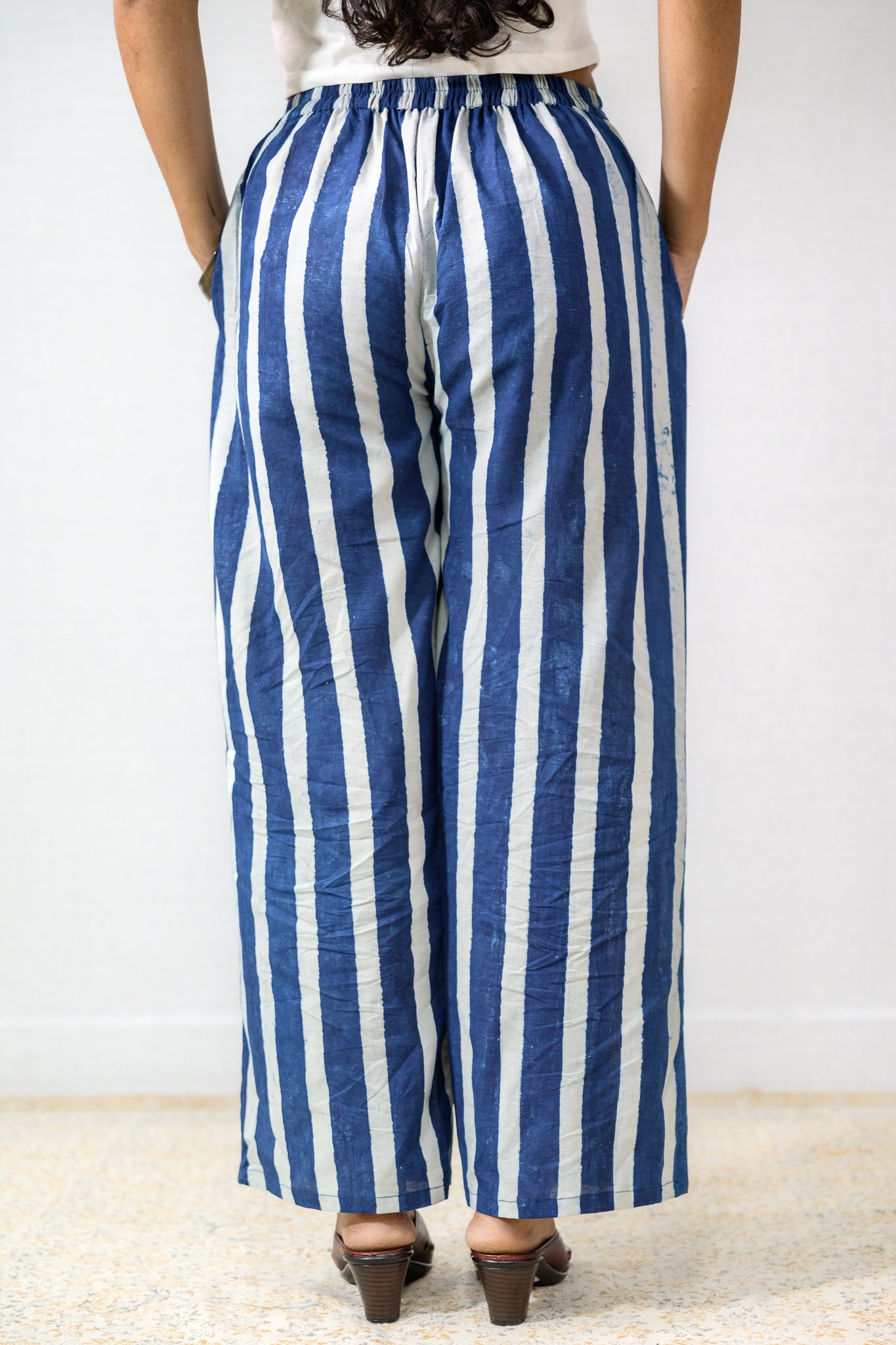 Layara Indigo Dabu Cotton Parallel Pants