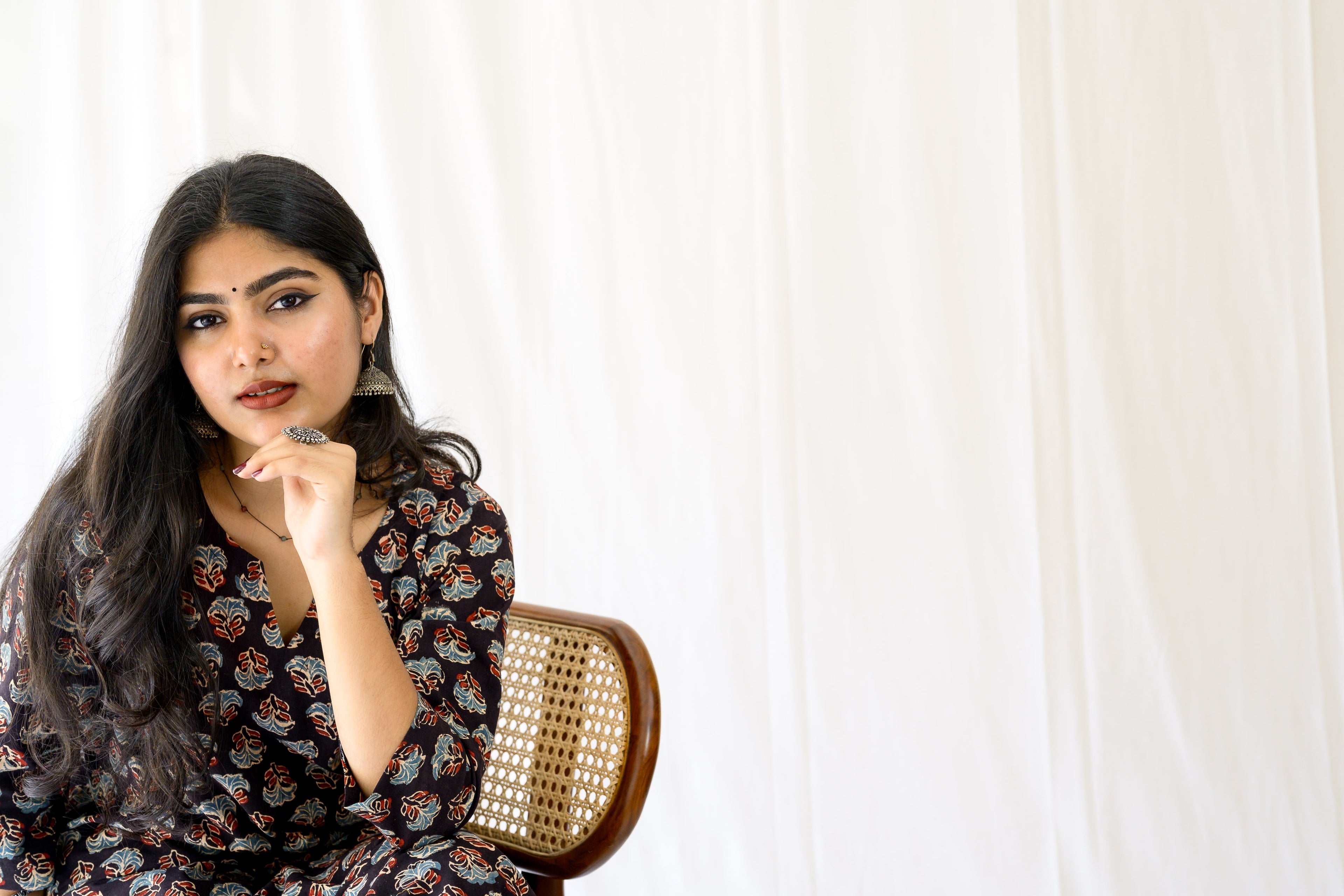 Nargis Black Ajrakh Kurta