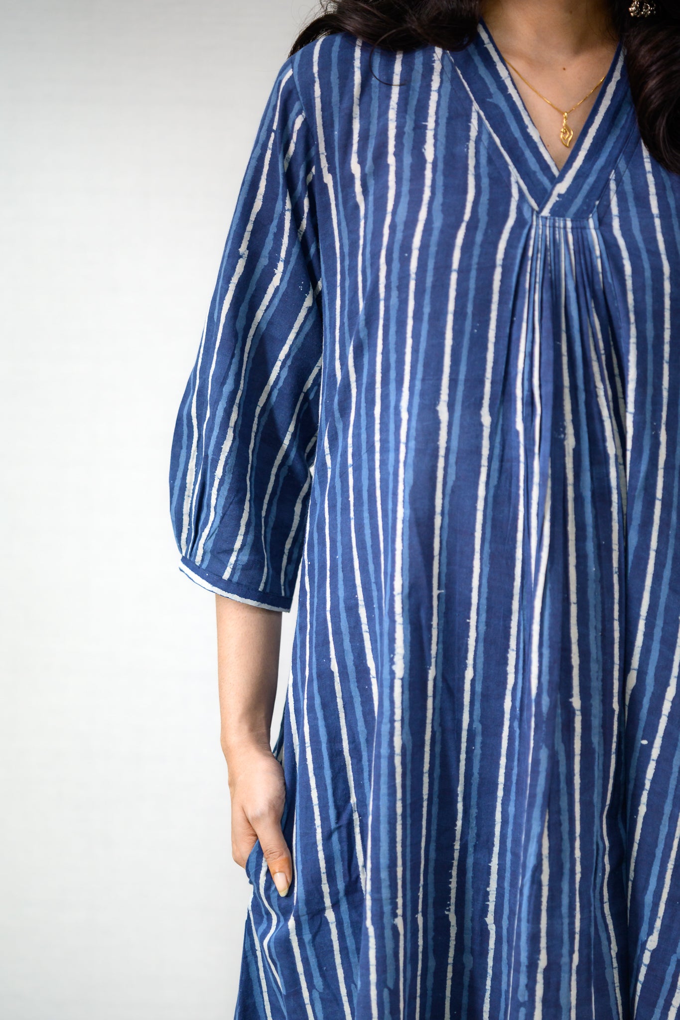 Leher Indigo Dabu Cotton Dress
