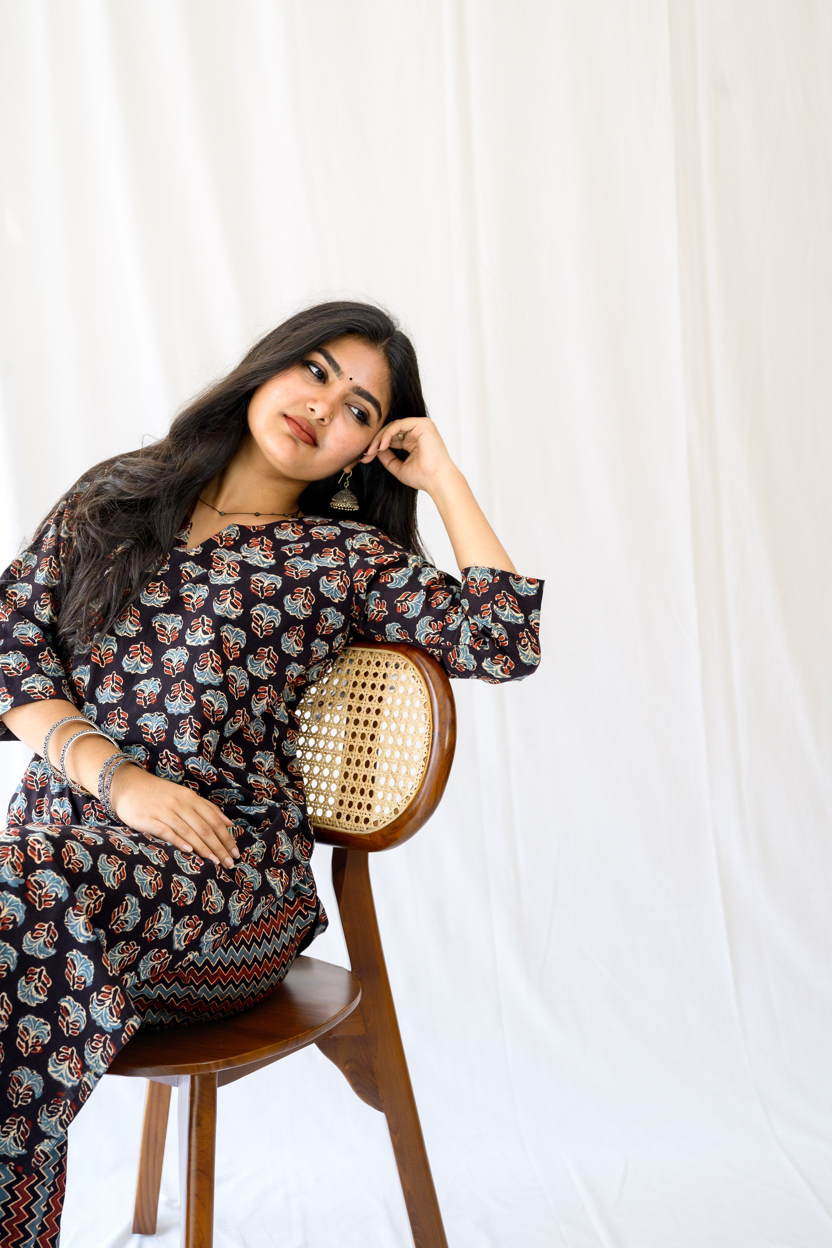 Nargis Black Ajrakh Kurta