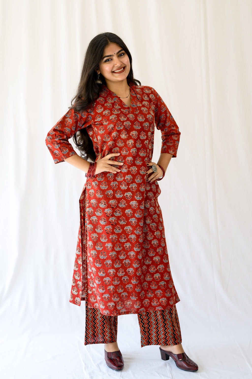 Nargis Madder Red Ajrakh Kurta