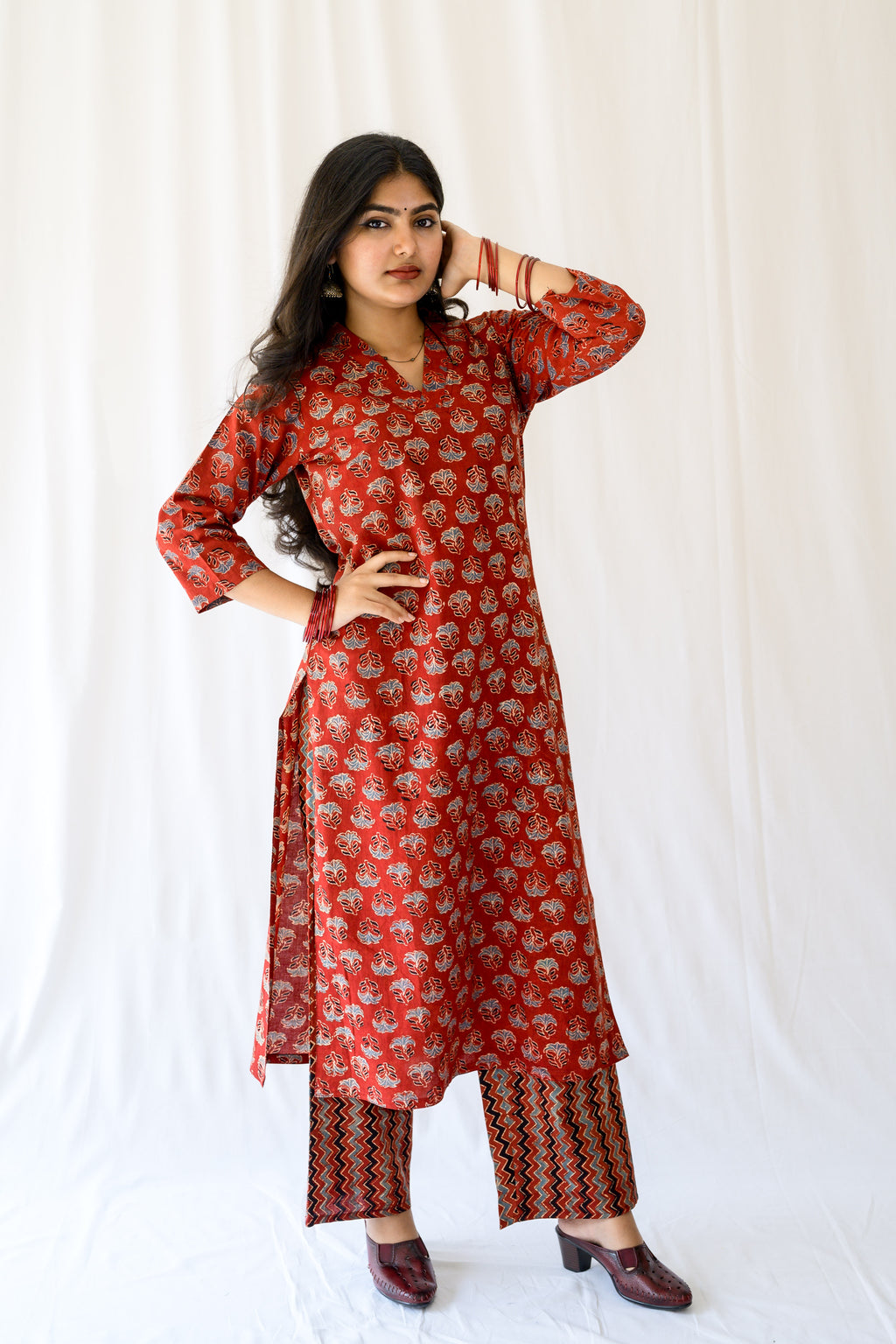 Nargis Madder Red Ajrakh Kurta