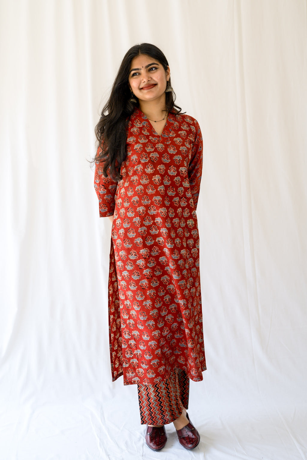 Nargis Madder Red Ajrakh Kurta