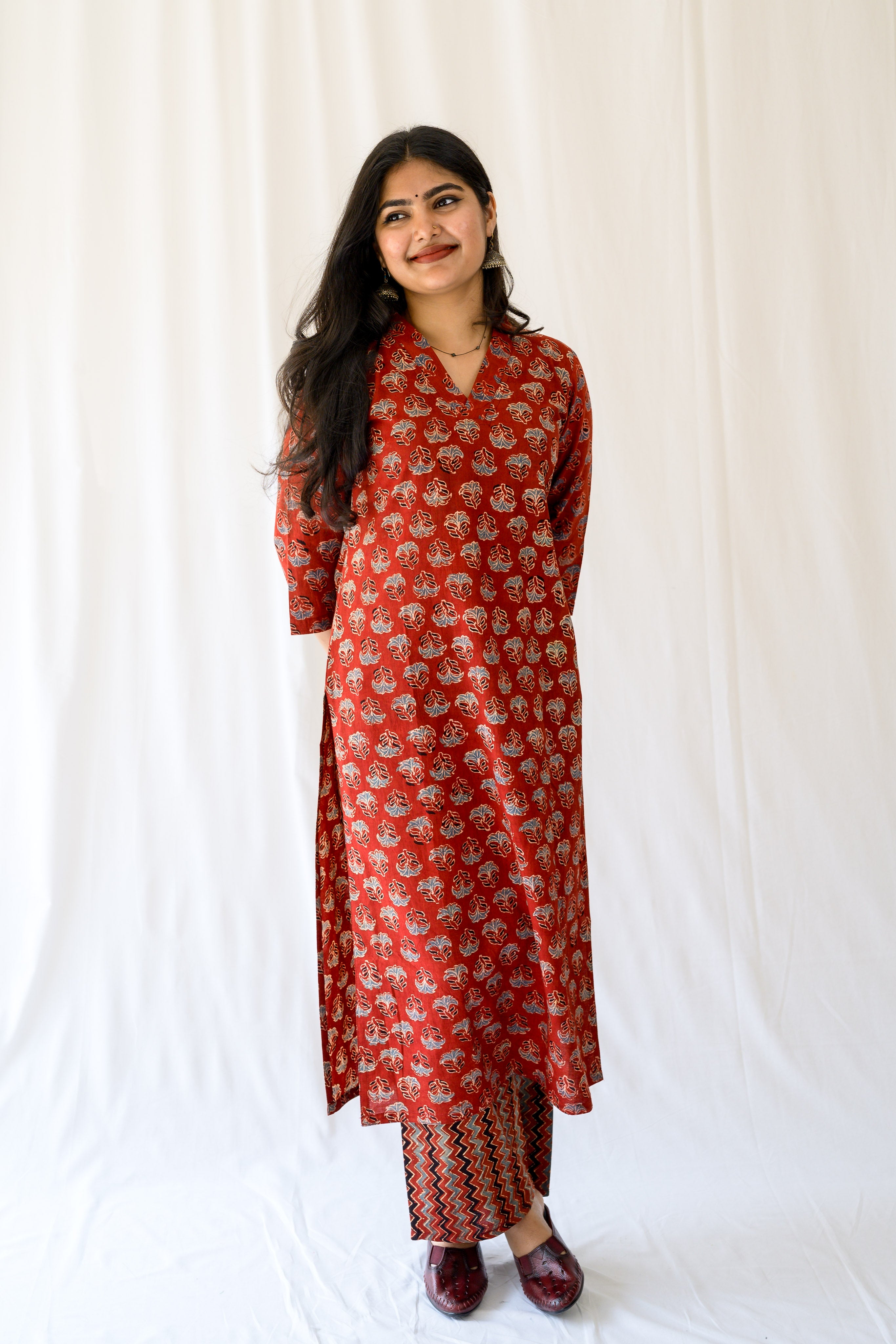 Nargis Madder Red Ajrakh Kurta