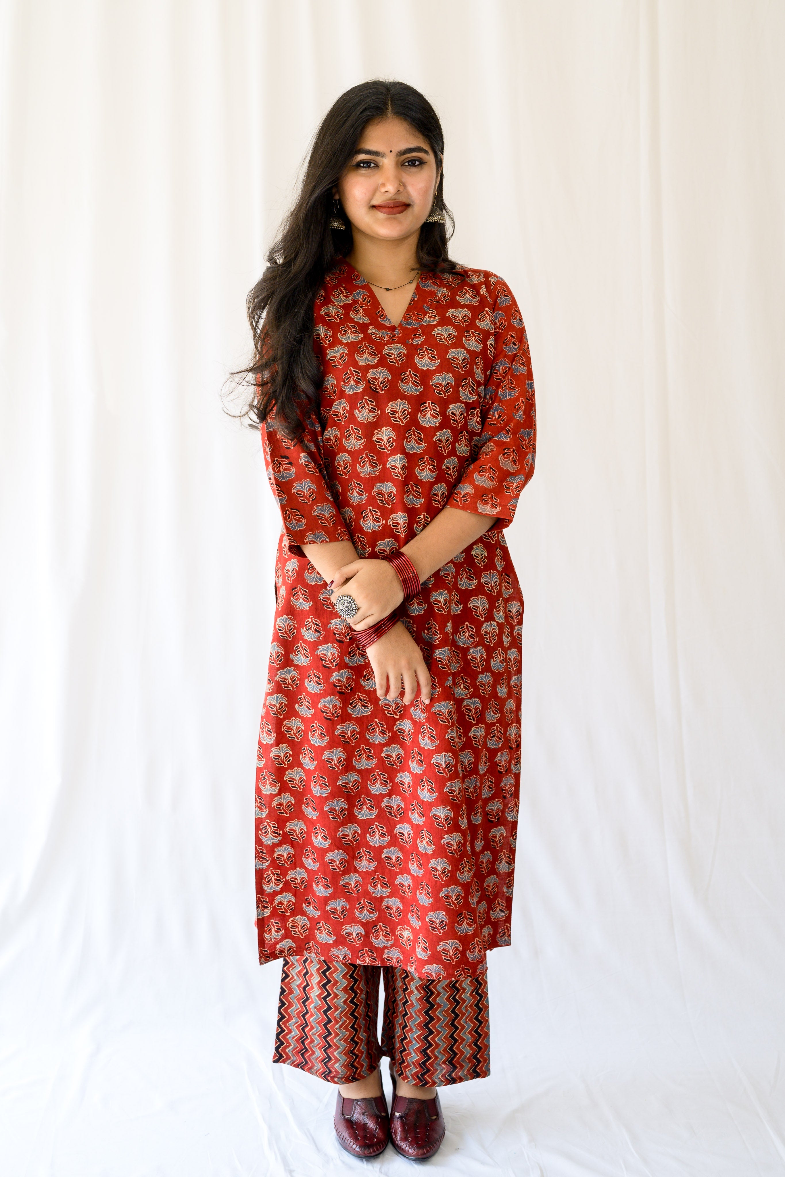 Nargis Madder Red Ajrakh Kurta