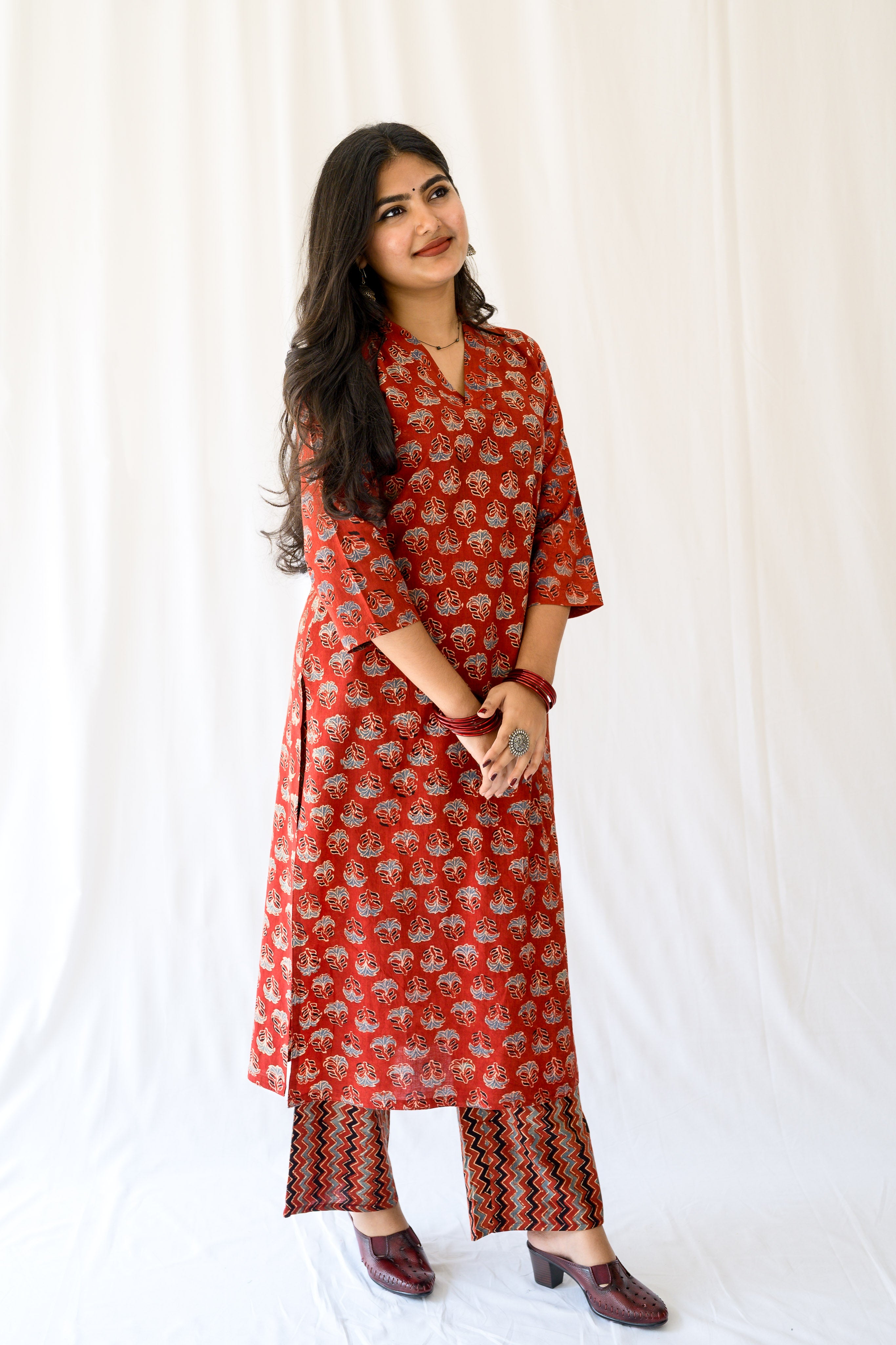 Nargis Madder Red Ajrakh Kurta