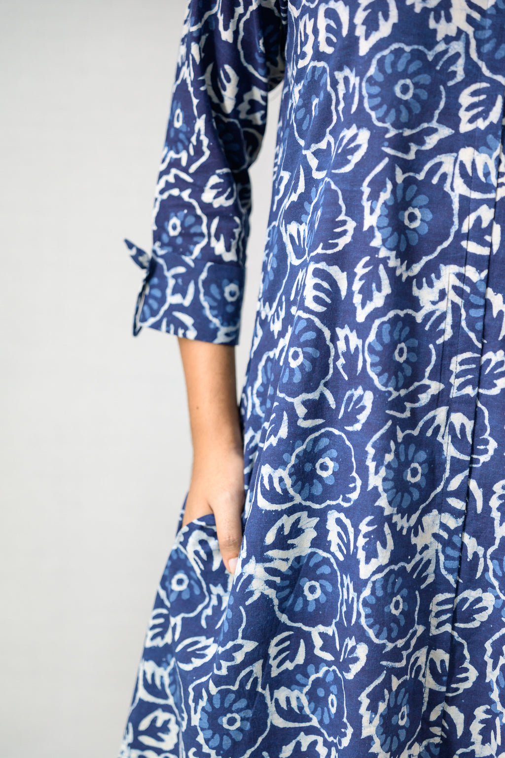 Madhuri Indigo Dabu Cotton Dress