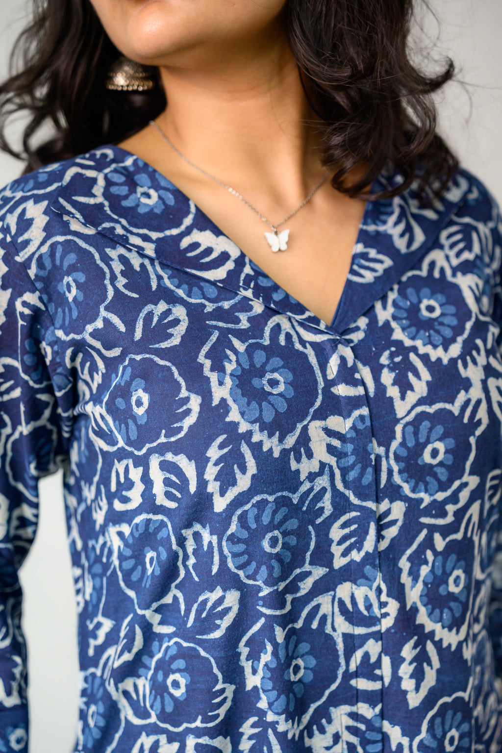 Madhuri Indigo Dabu Cotton Dress