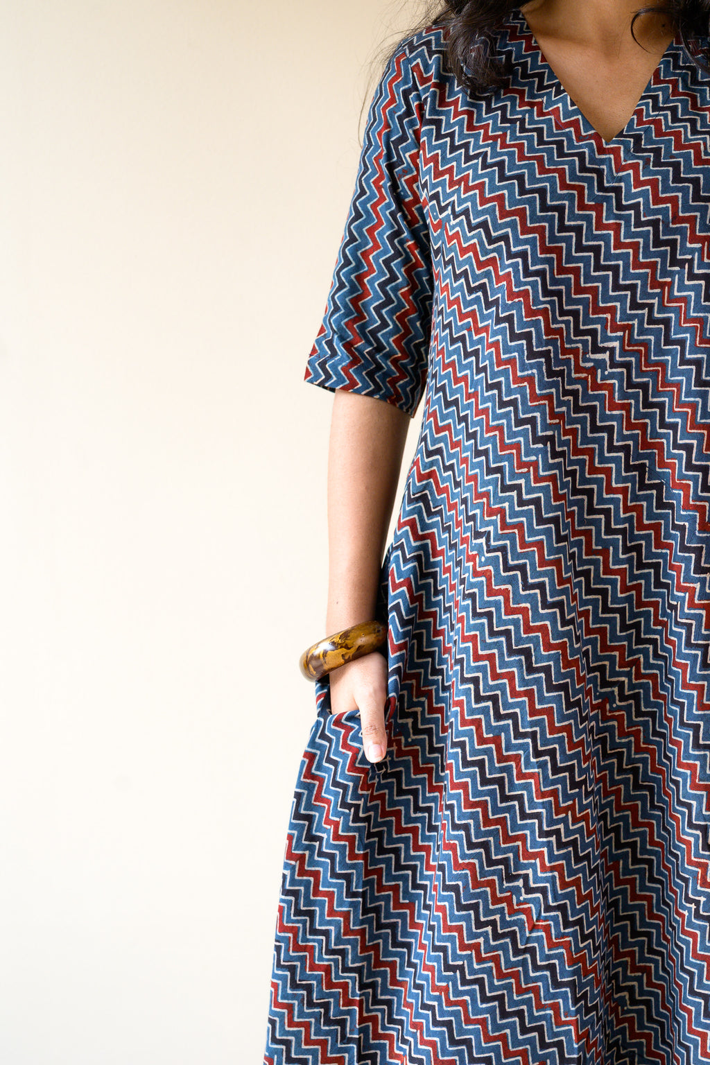 Nilara Ajrakh Stripes Dress