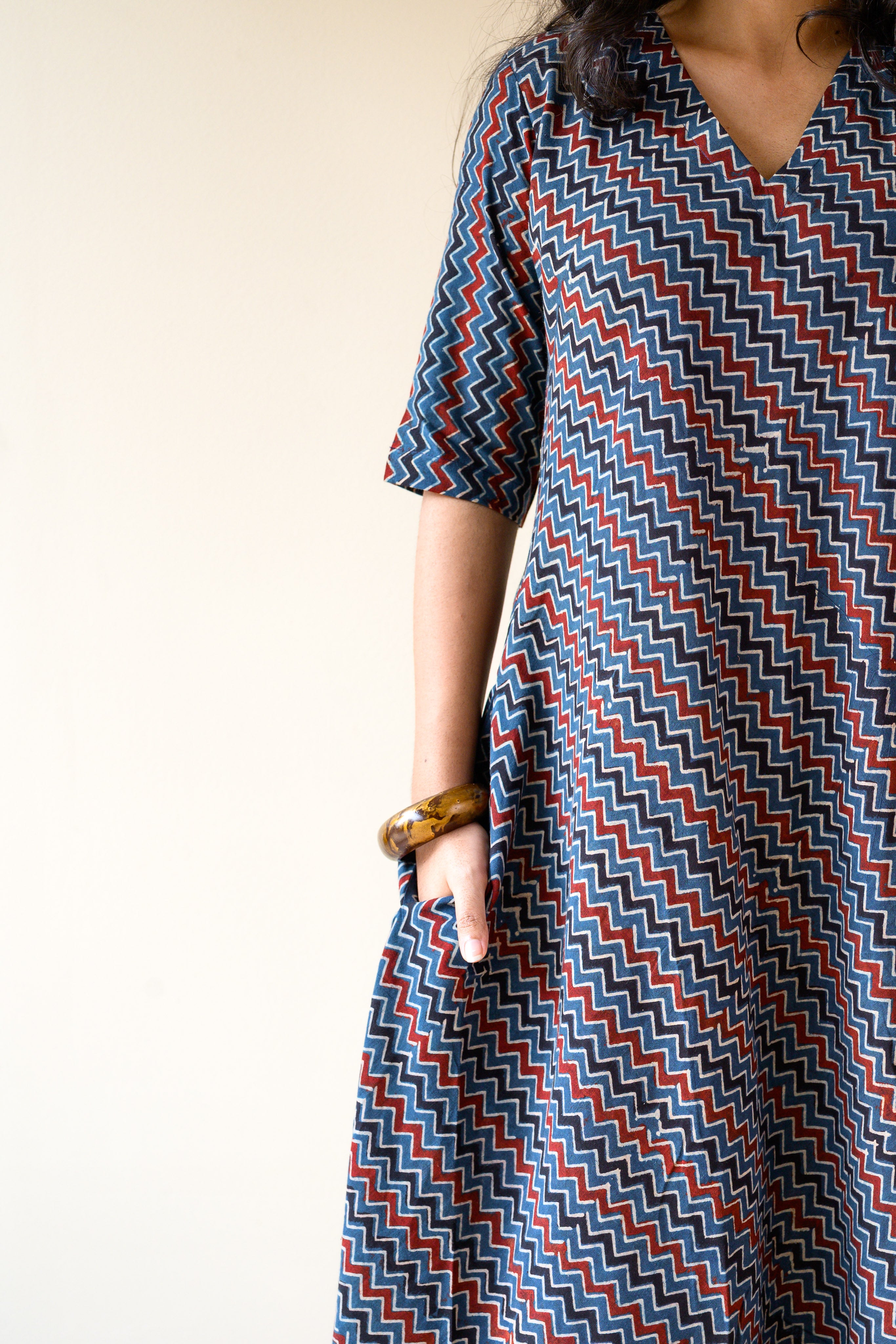 Nilara Ajrakh Stripes Dress