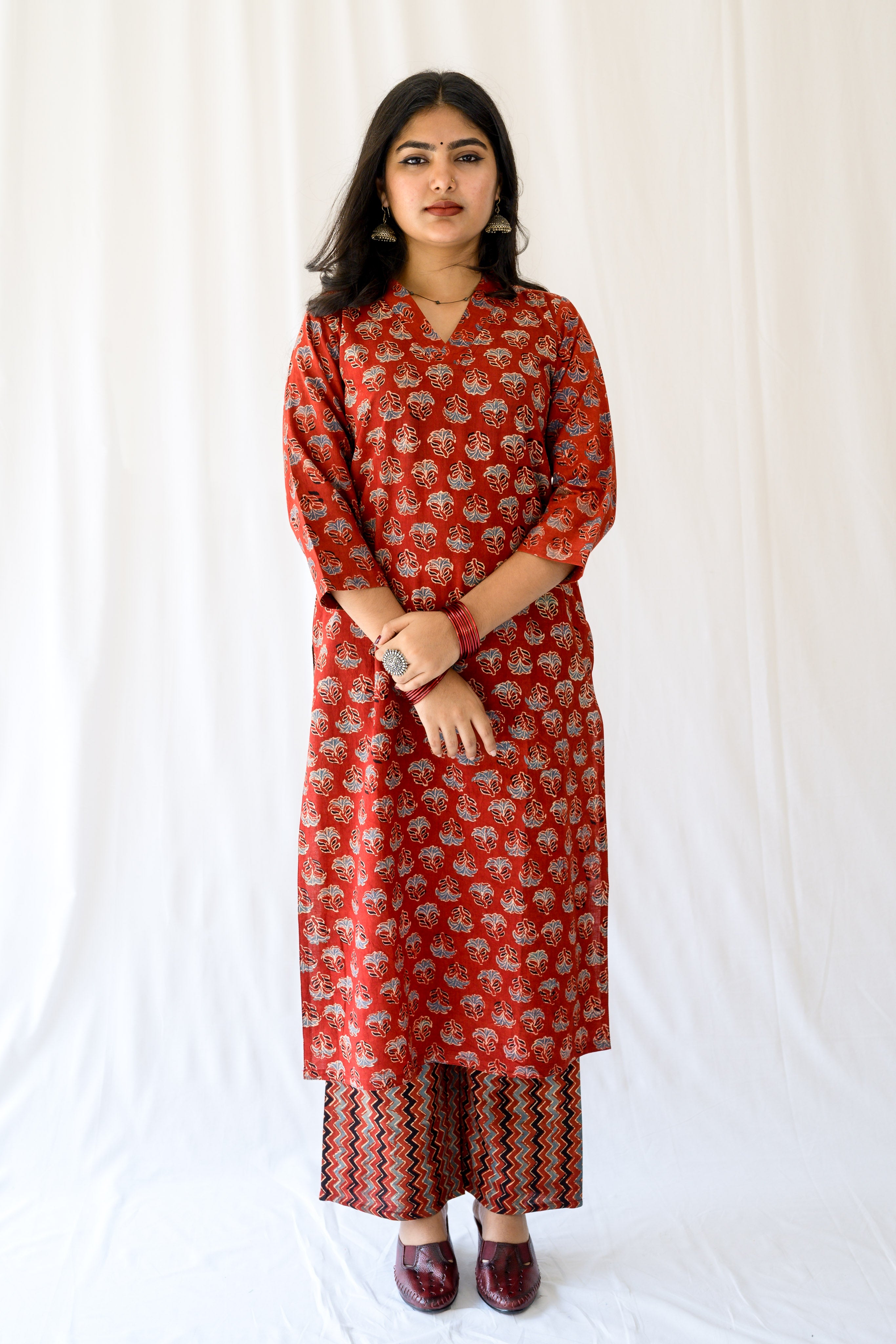 Nargis Madder Red Ajrakh Kurta