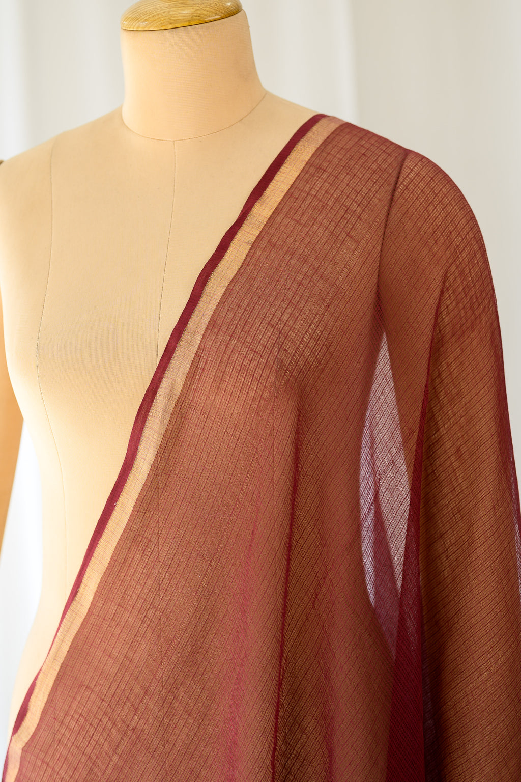 Maroon Plain Kota Doria Dupatta