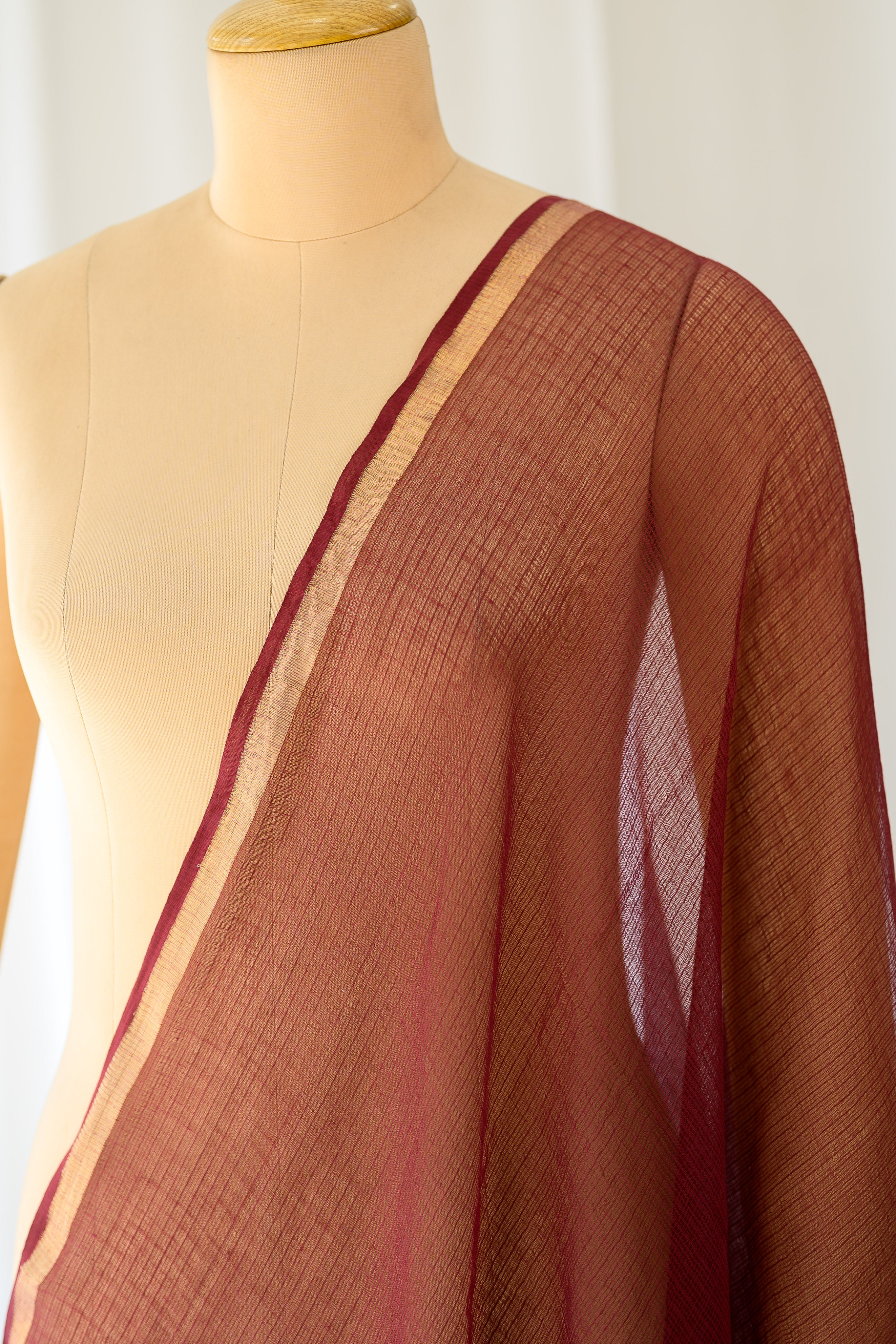 Maroon Plain Kota Doria Dupatta