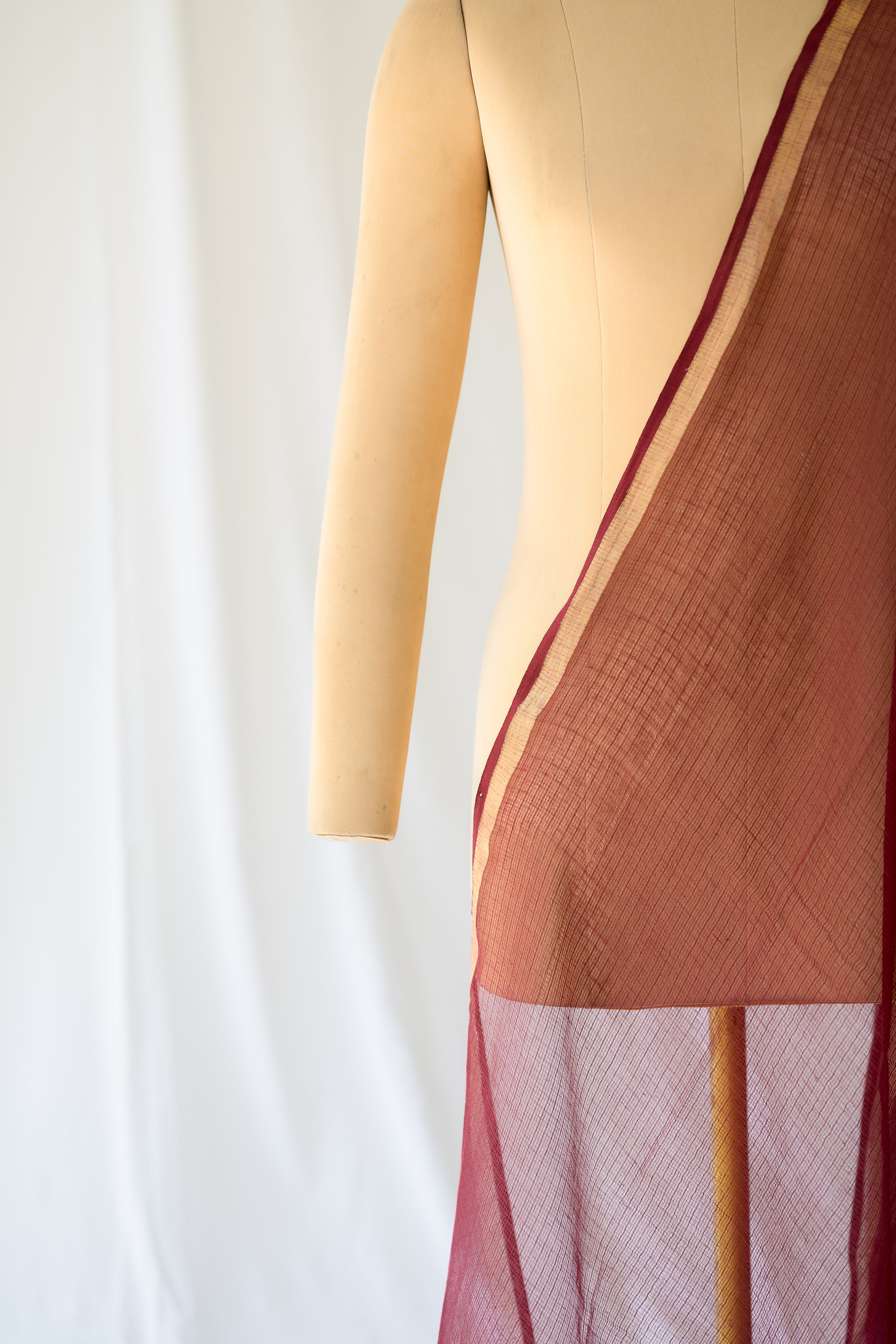 Maroon Plain Kota Doria Dupatta