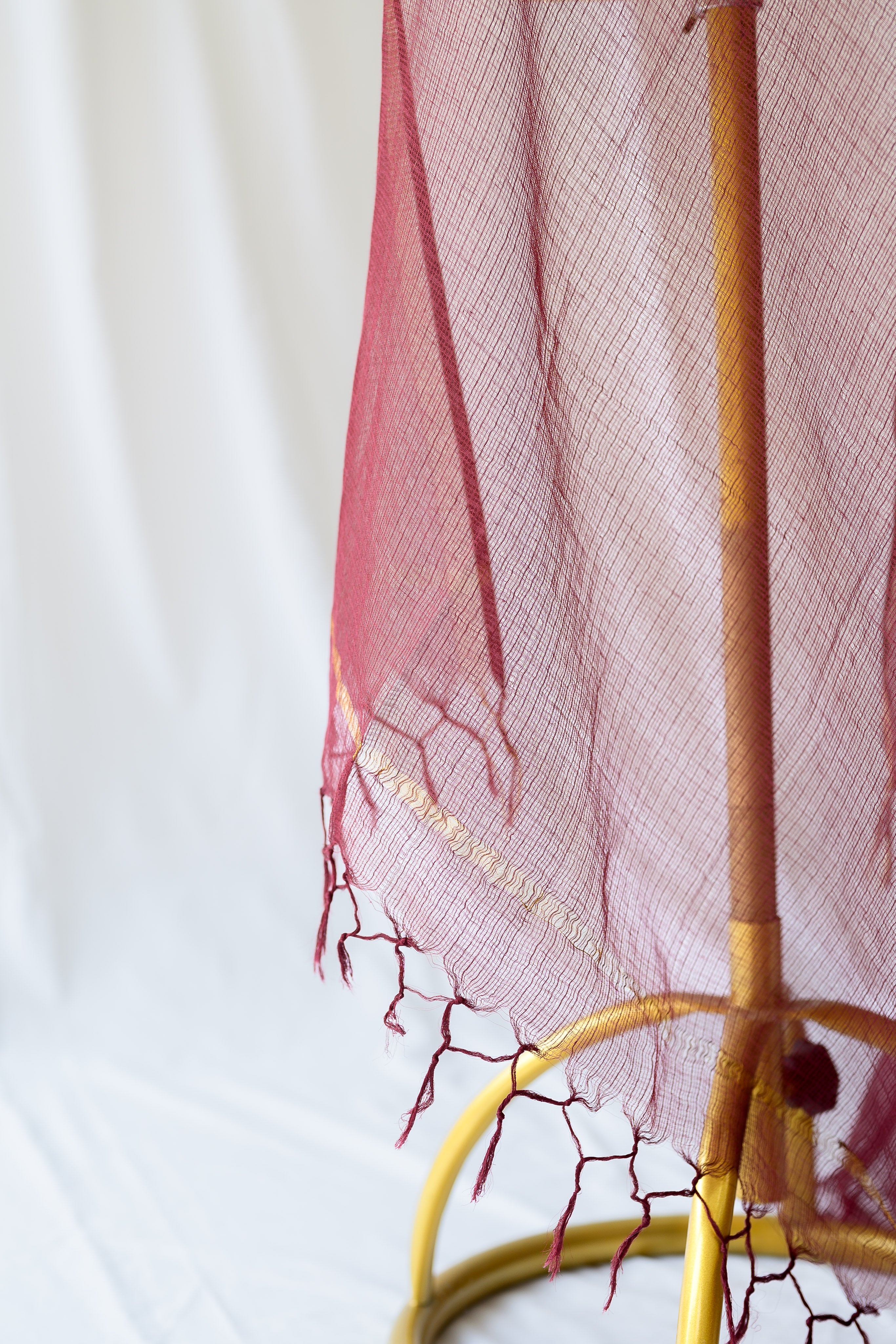 Maroon Plain Kota Doria Dupatta