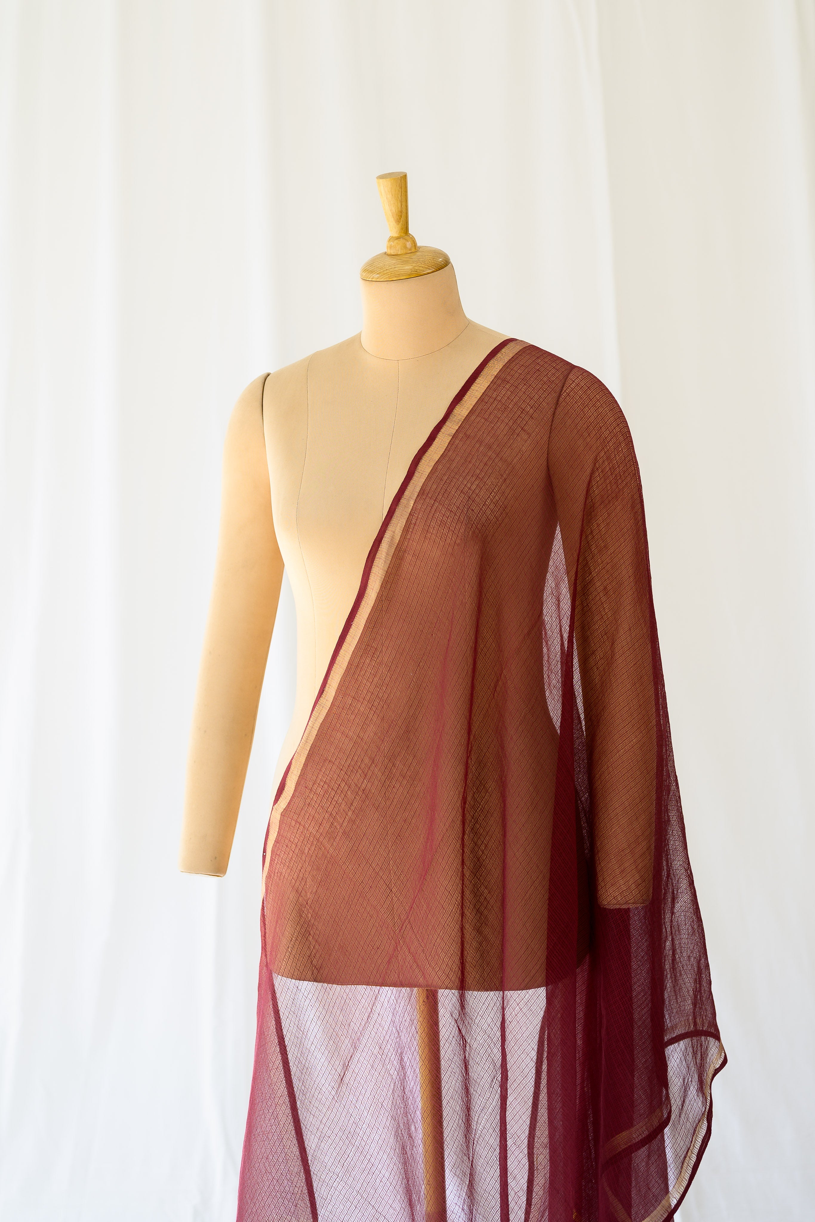 Maroon Plain Kota Doria Dupatta