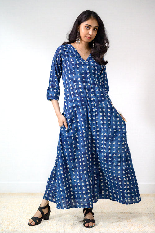 Nupur Indigo Dabu Cotton Dress