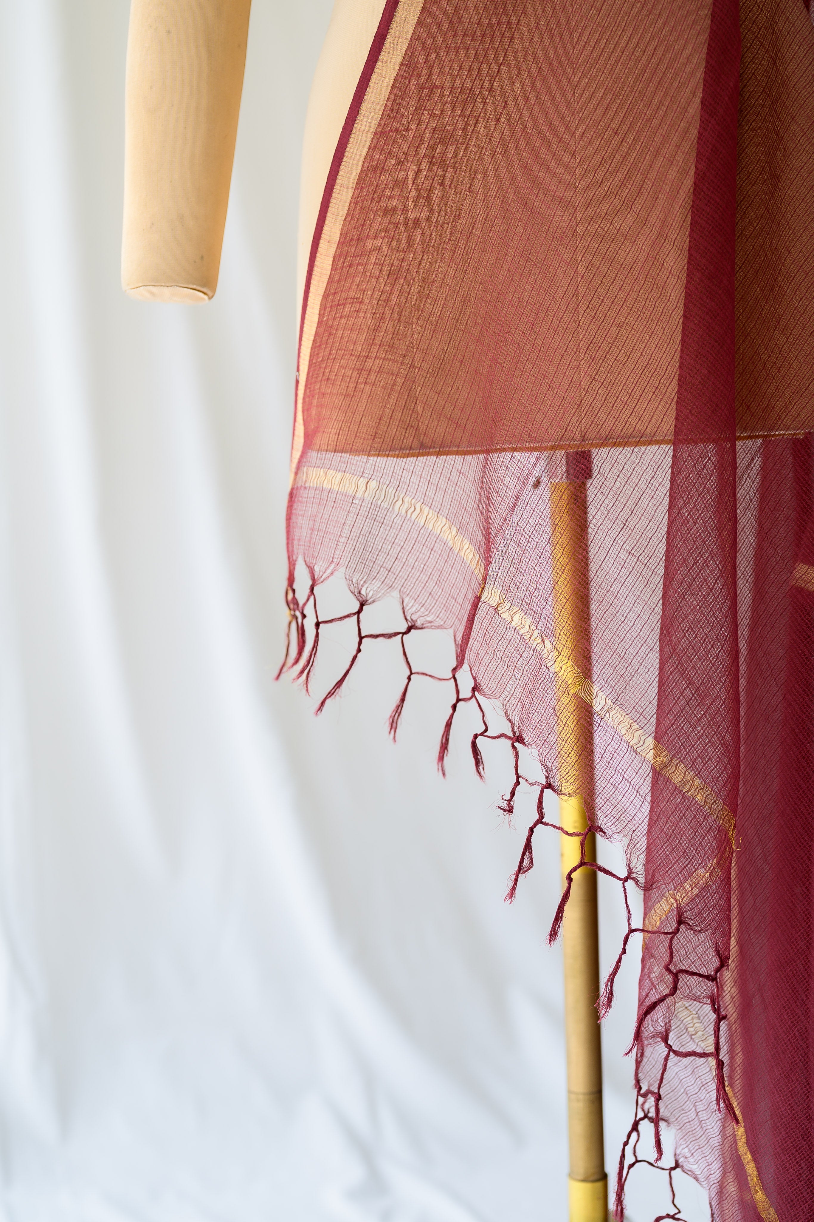 Maroon Plain Kota Doria Dupatta