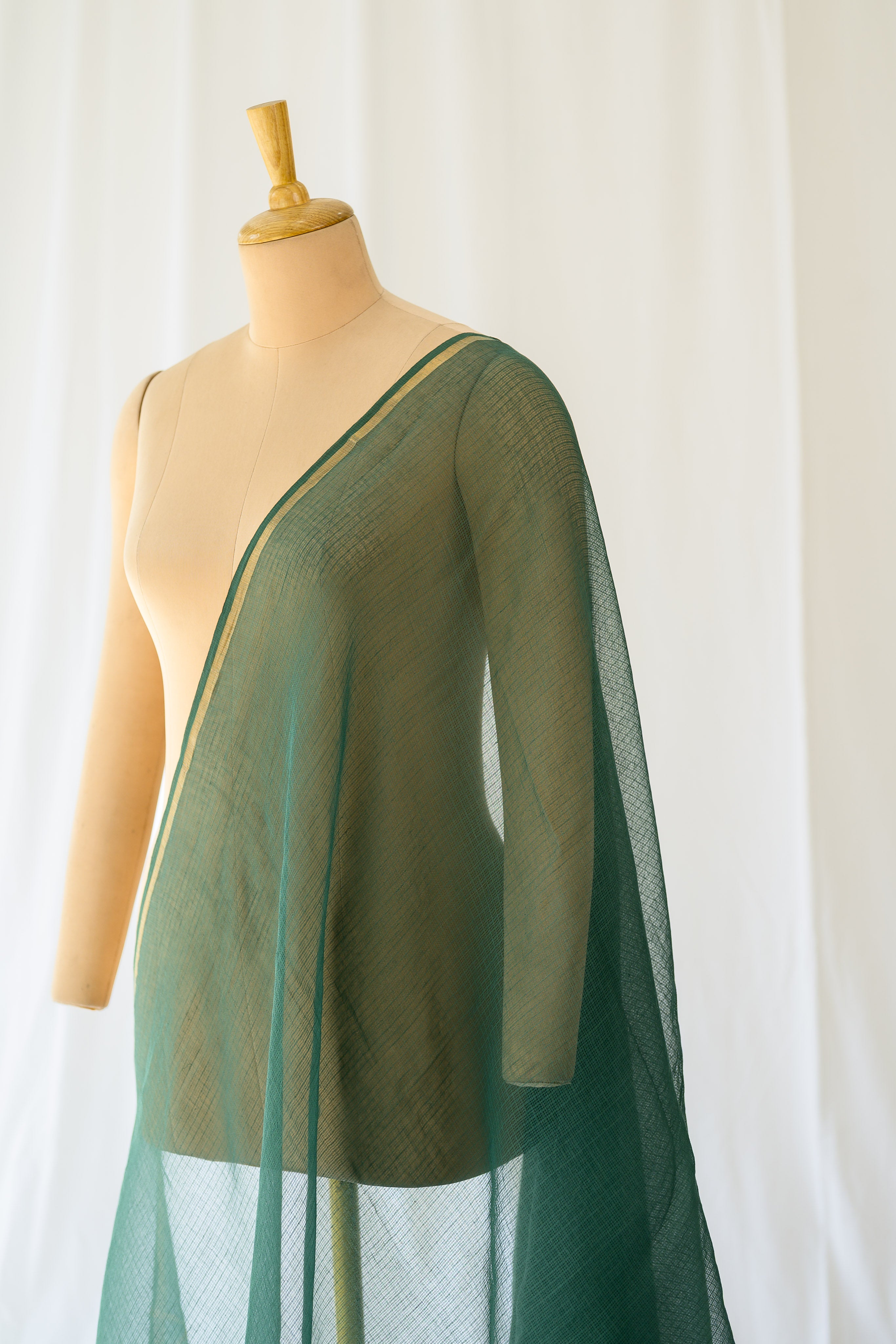 Plain Green Kota Doria Dupatta