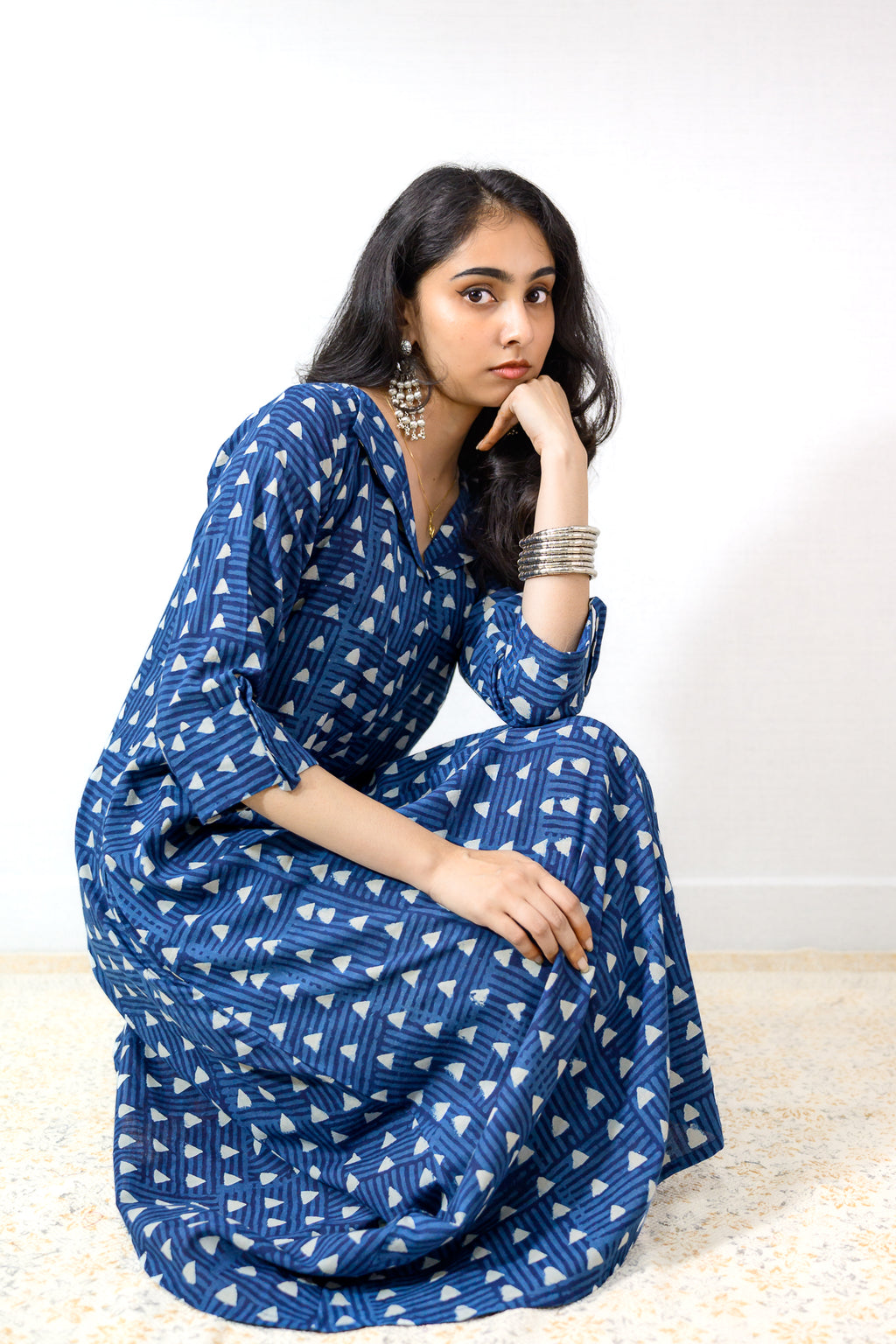Nupur Indigo Dabu Cotton Dress