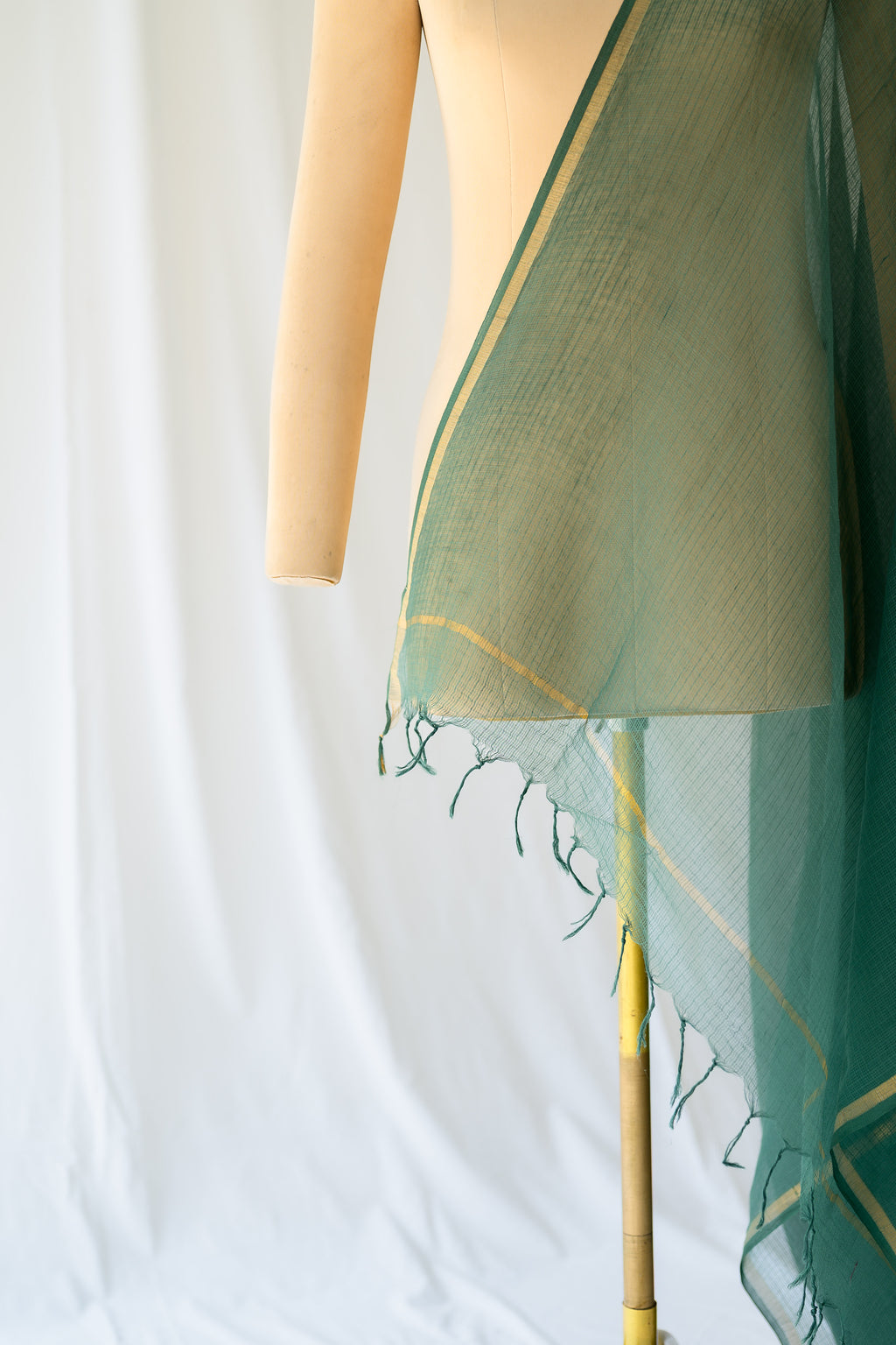 Plain Green Kota Doria Dupatta