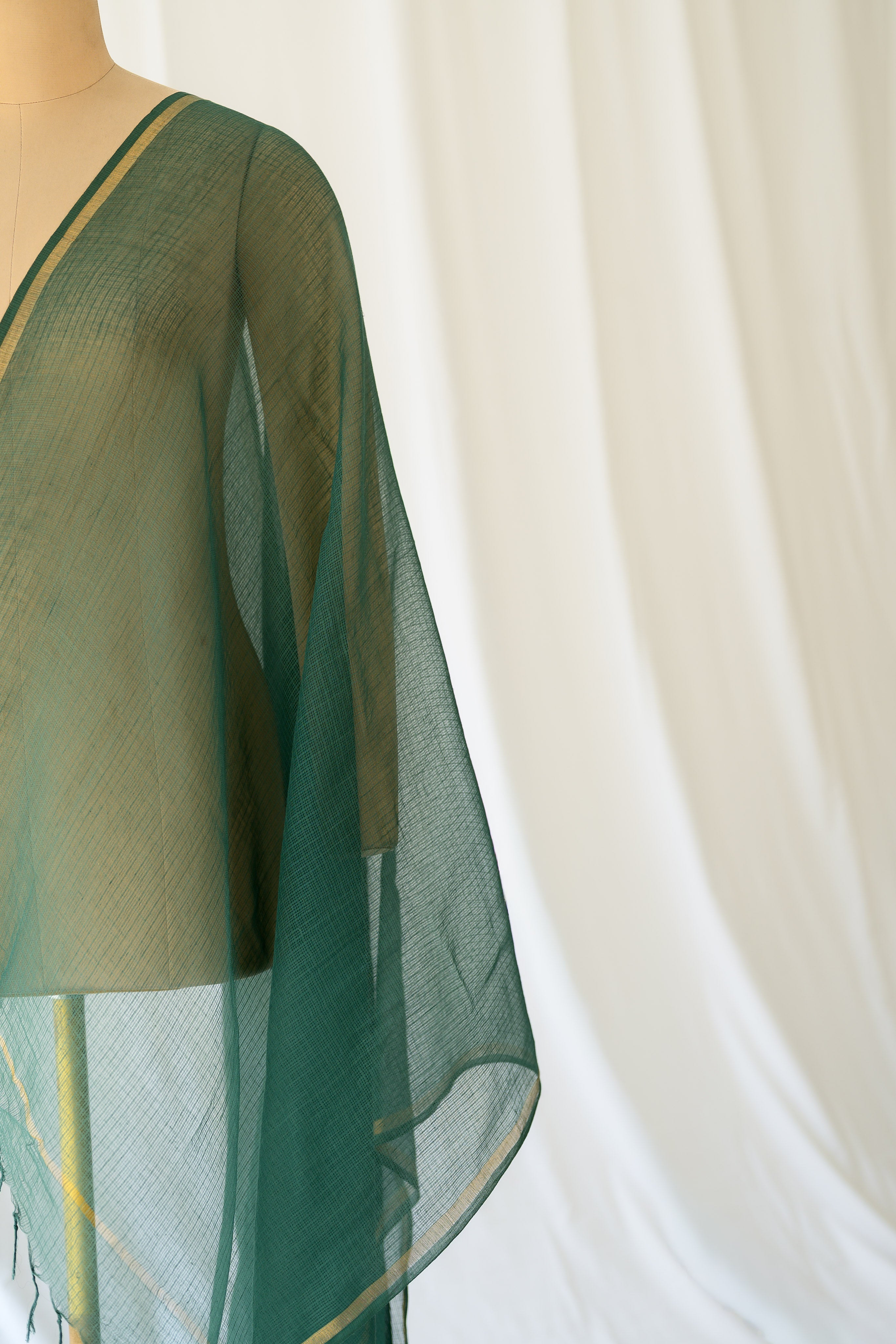 Plain Green Kota Doria Dupatta