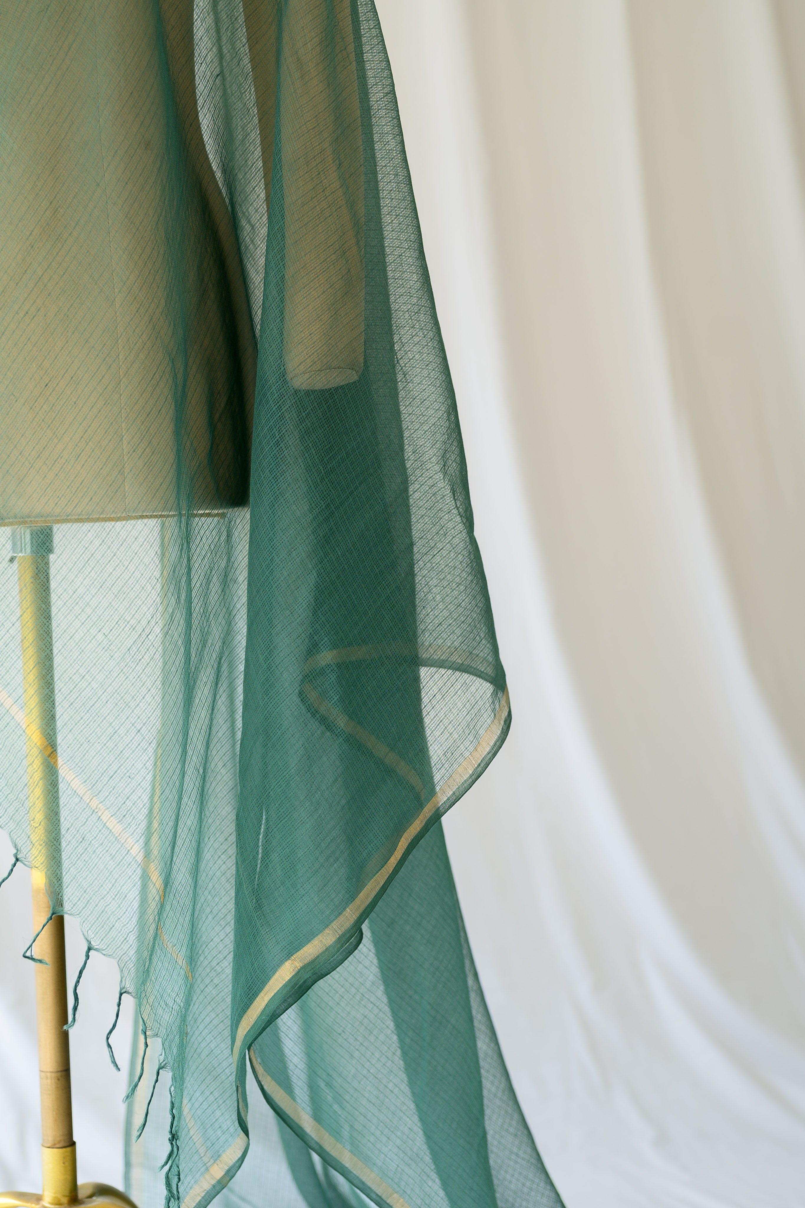 Plain Green Kota Doria Dupatta