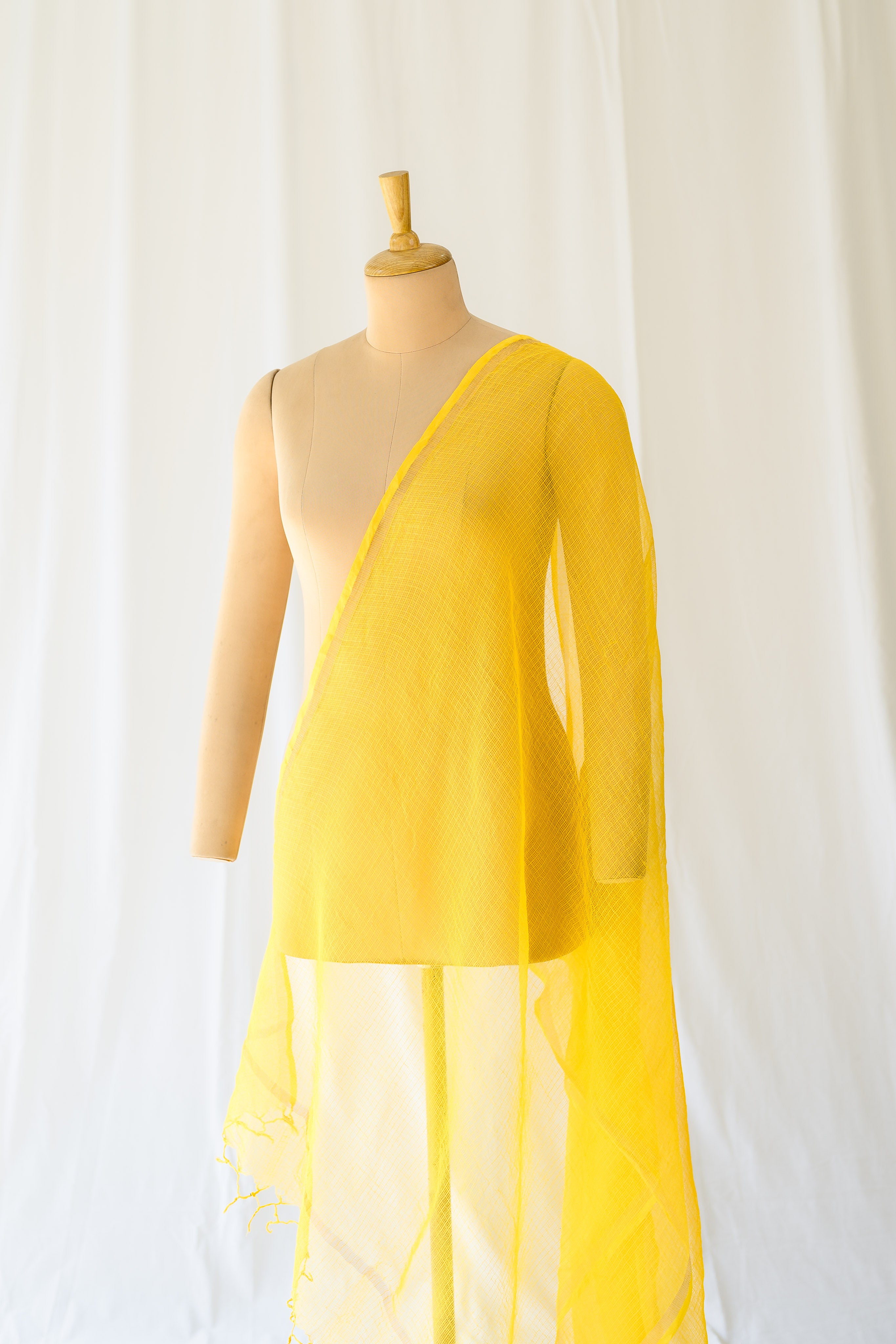 Turmeric Yellow Plain Kota Doria Dupatta