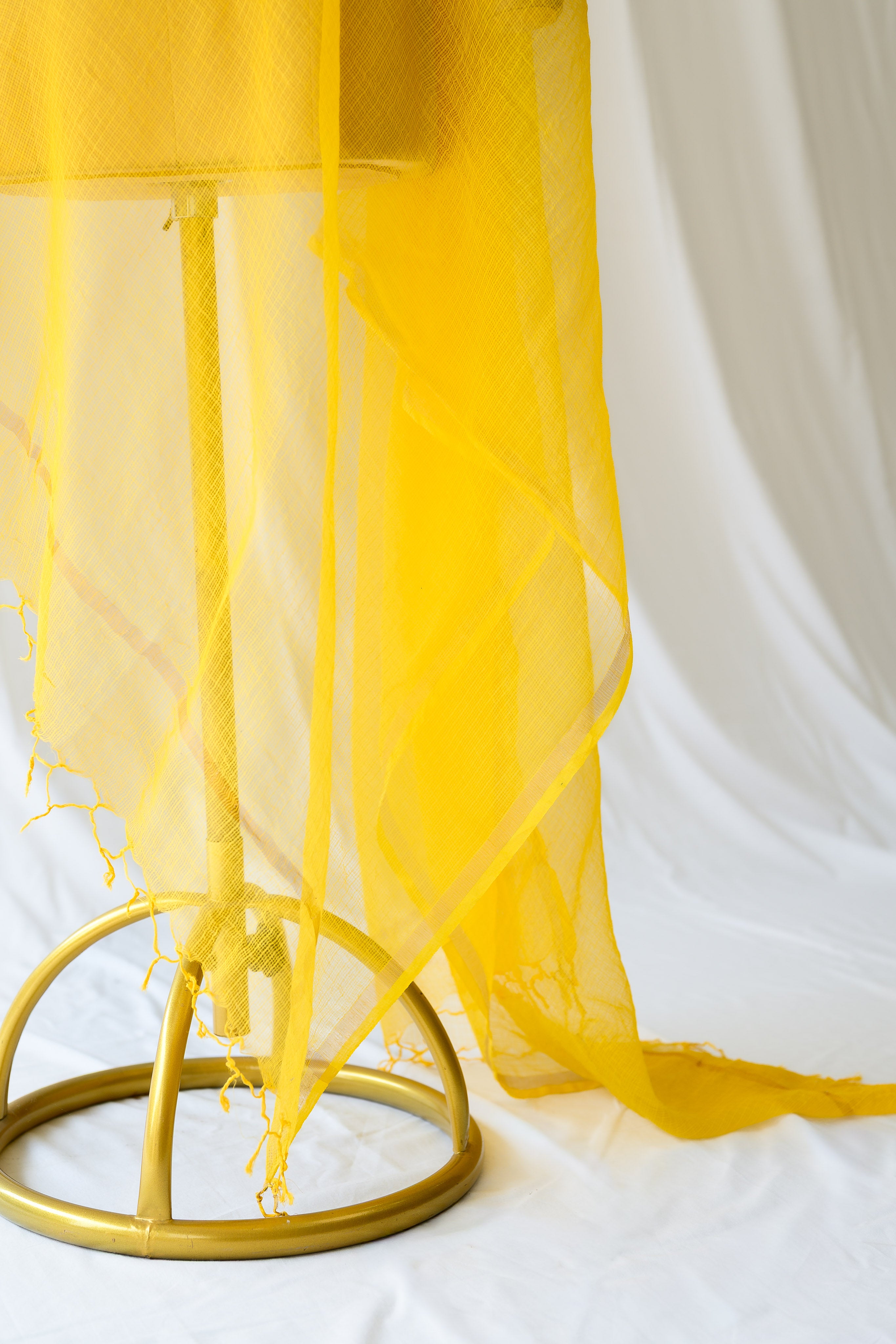 Turmeric Yellow Plain Kota Doria Dupatta