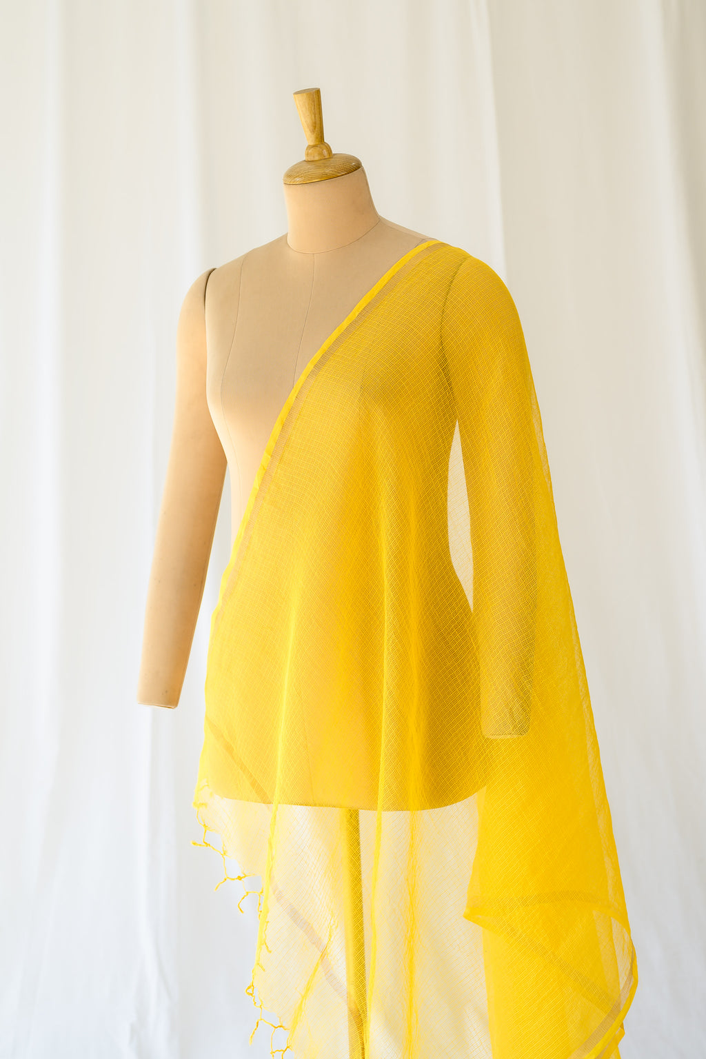 Turmeric Yellow Plain Kota Doria Dupatta